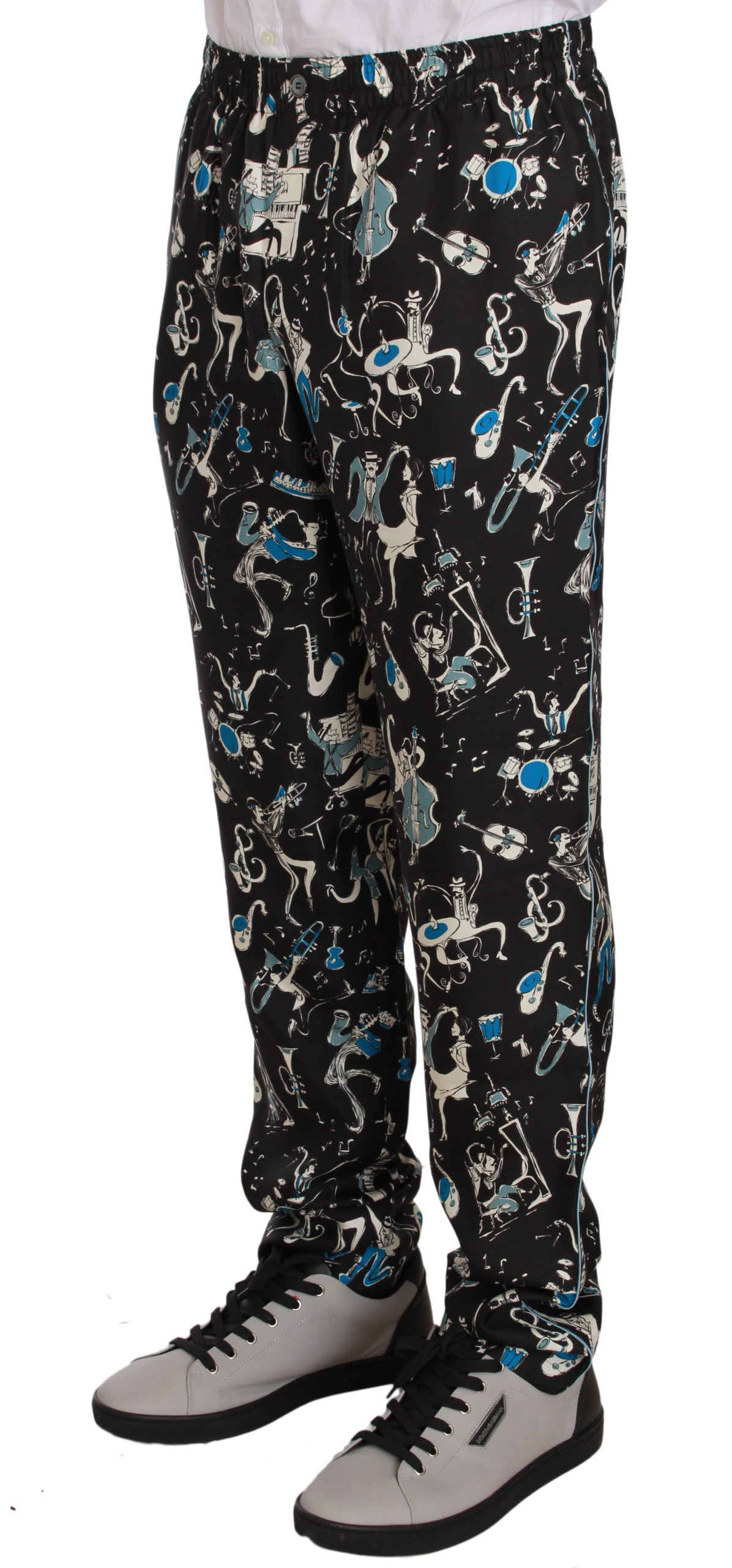 Dolce & Gabbana Schwarze Musikinstrumenten-Schlafanzugshose