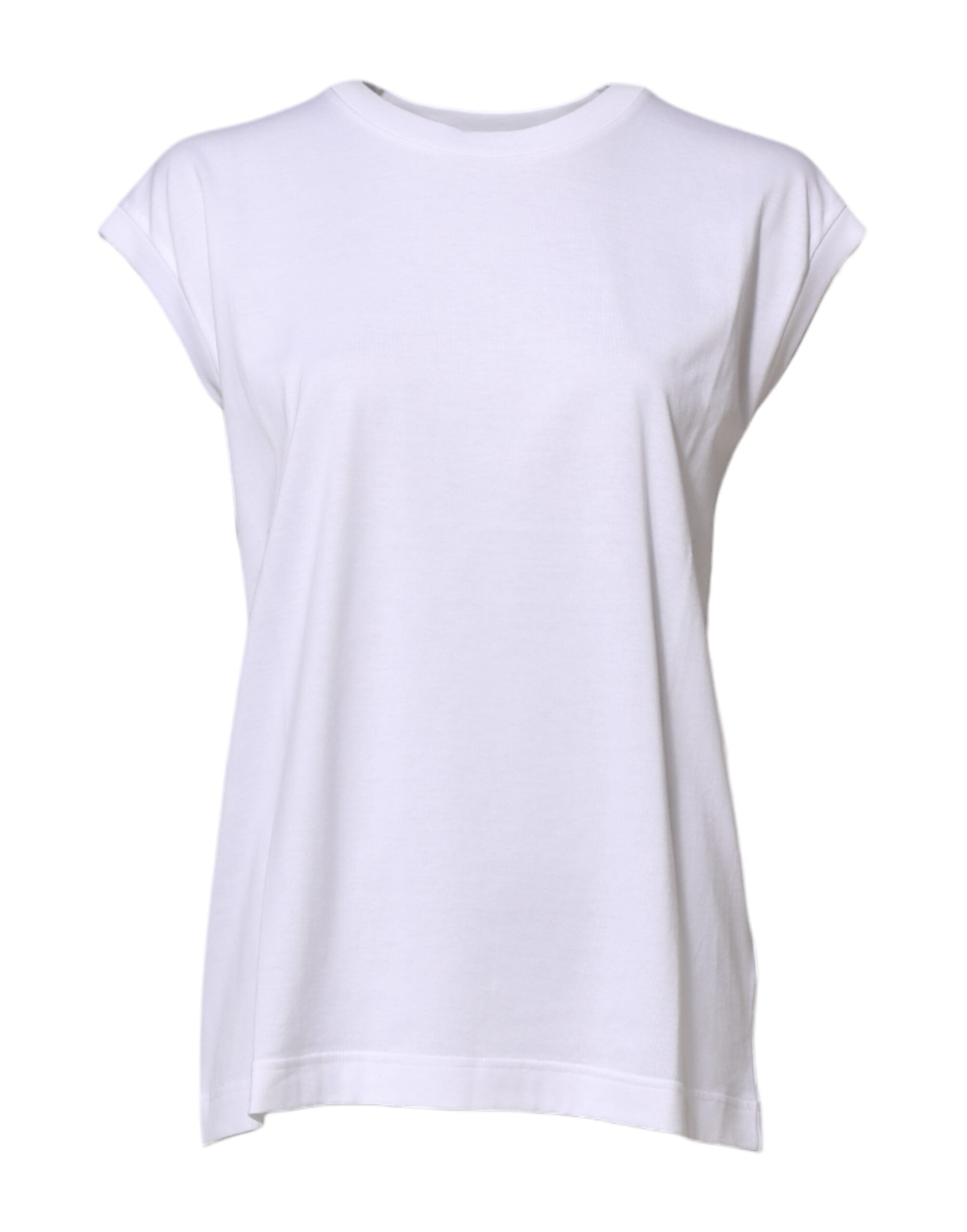 Dolce & Gabbana Weißes ärmelloses Baumwoll-Tank-T-Shirt für Frauen