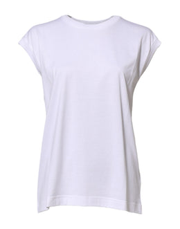 Dolce & Gabbana Weißes ärmelloses Baumwoll-Tank-T-Shirt für Frauen