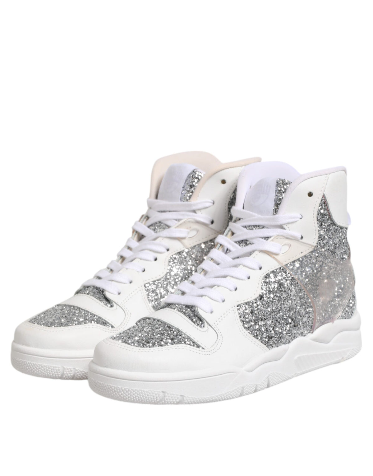 Chiara Ferragni Weiß Silber High Top Frauen Turnschuhe Schuhe