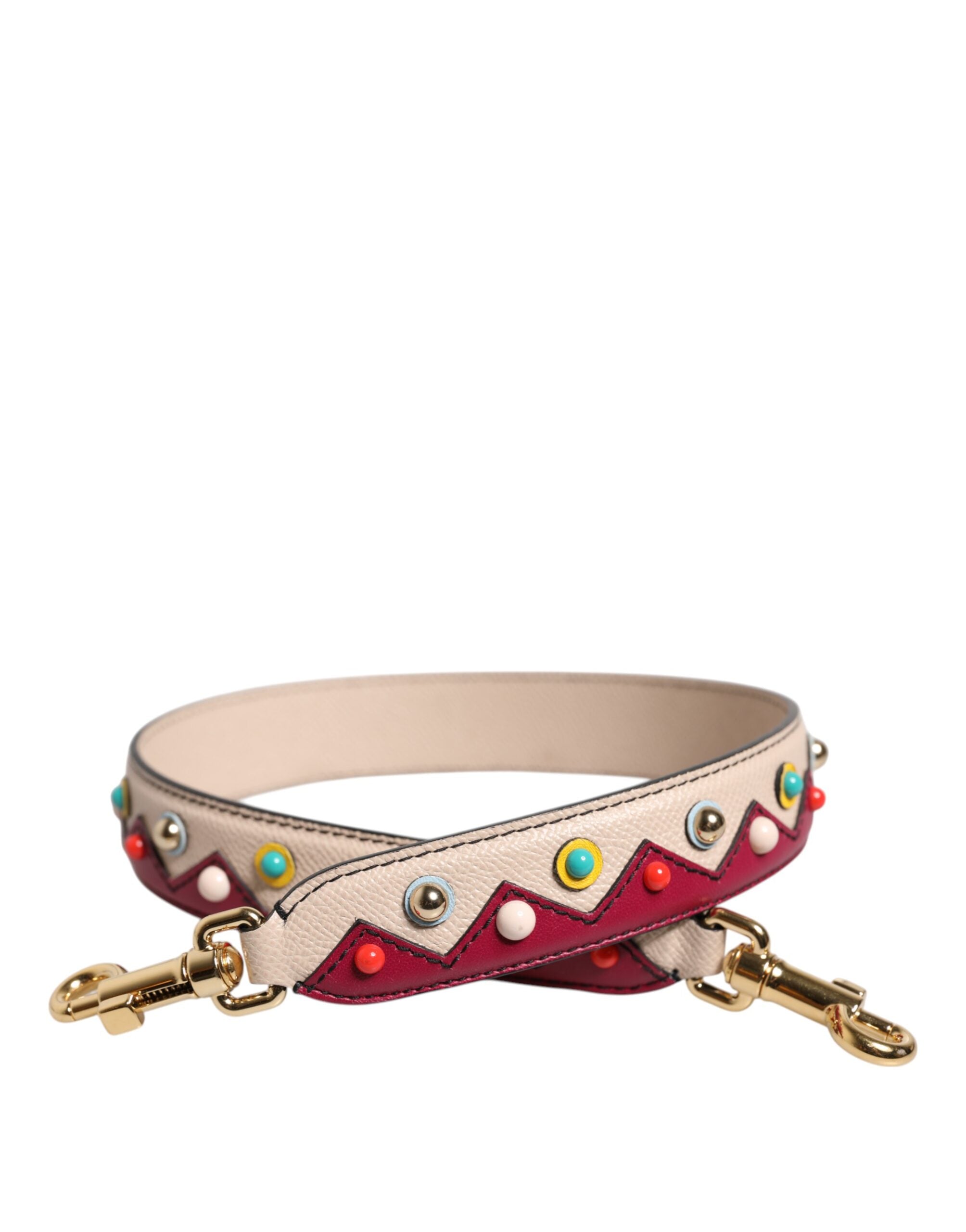 Dolce & Gabbana Beige Rote Lederhandtasche Accessoire Schulterriemen