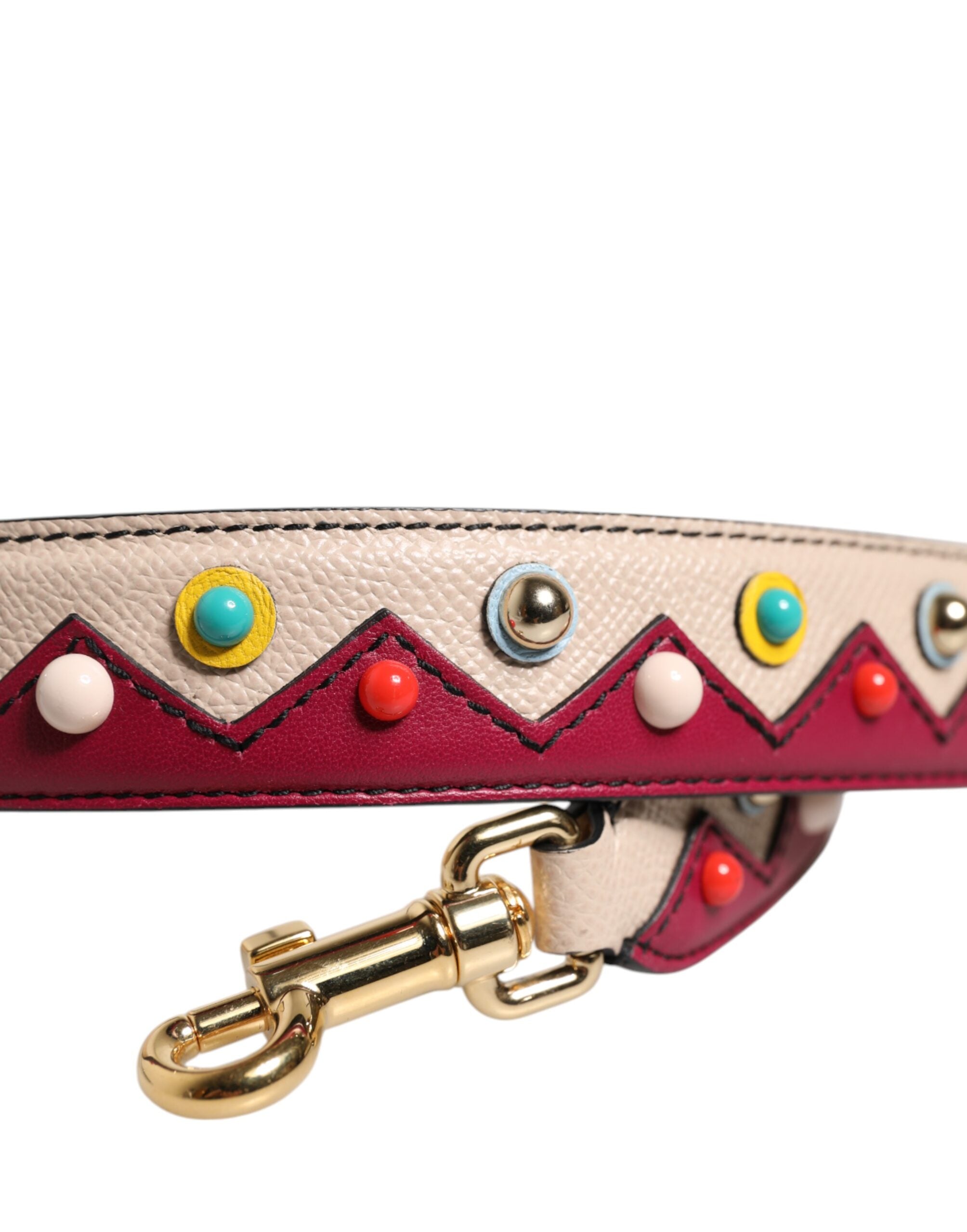 Dolce & Gabbana Beige Rote Lederhandtasche Accessoire Schulterriemen