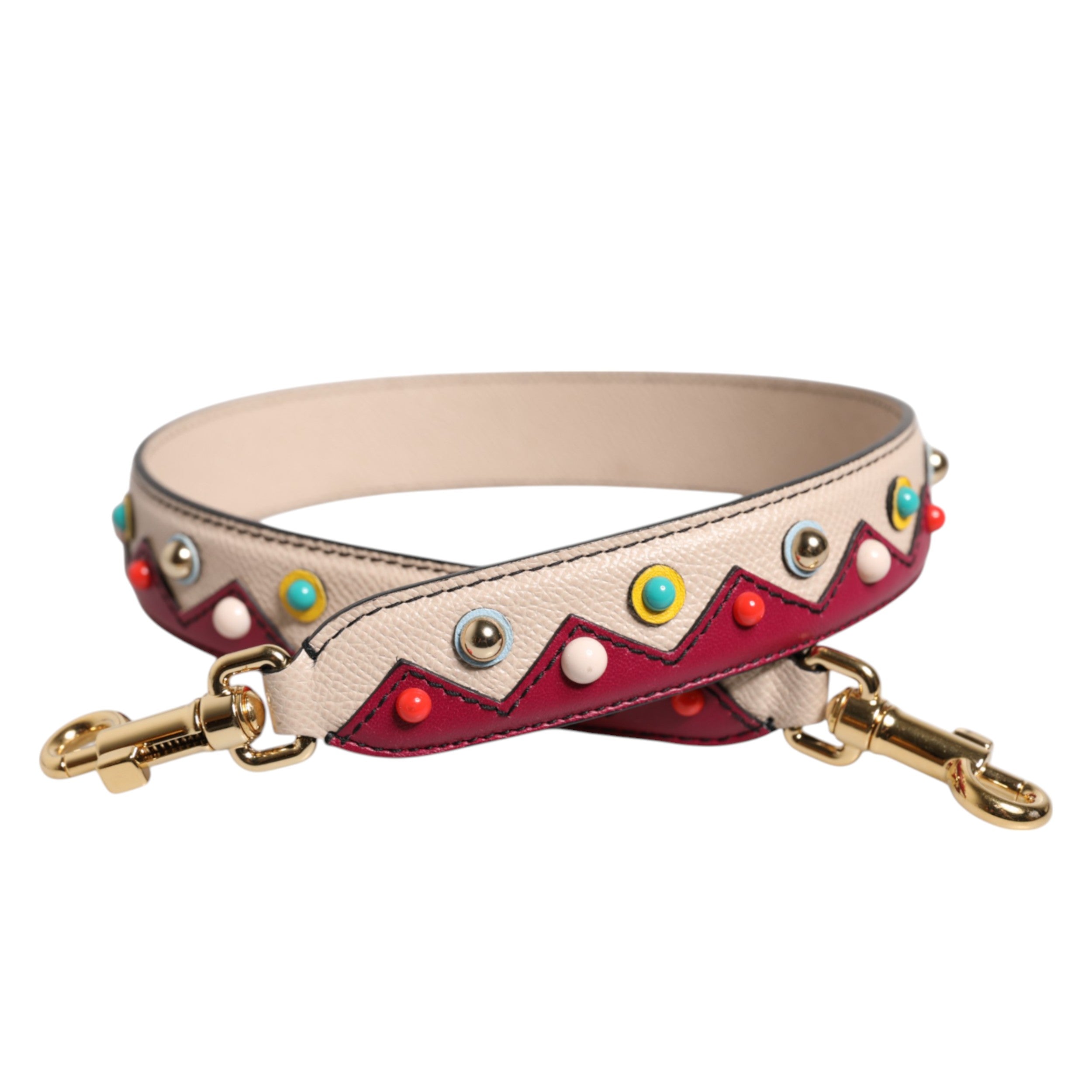 Dolce & Gabbana Beige Rote Lederhandtasche Accessoire Schulterriemen
