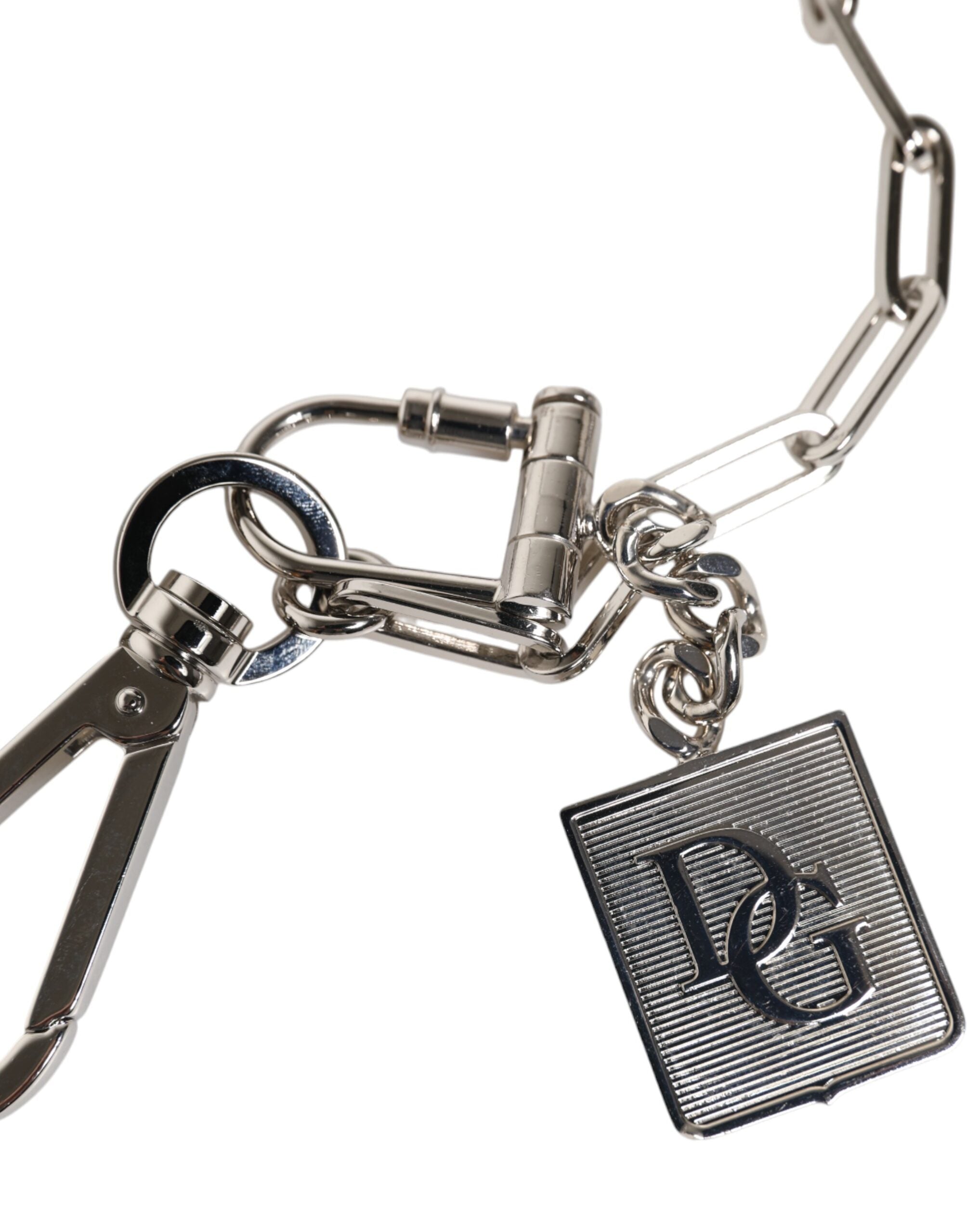 Dolce & Gabbana Silberfarbene Metallkette DG Charm Gürtel Schlüsselanhänger