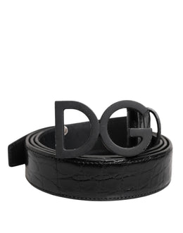 Dolce & Gabbana Schwarzes Leder Klassischer Metall DG Schnalle Gürtel