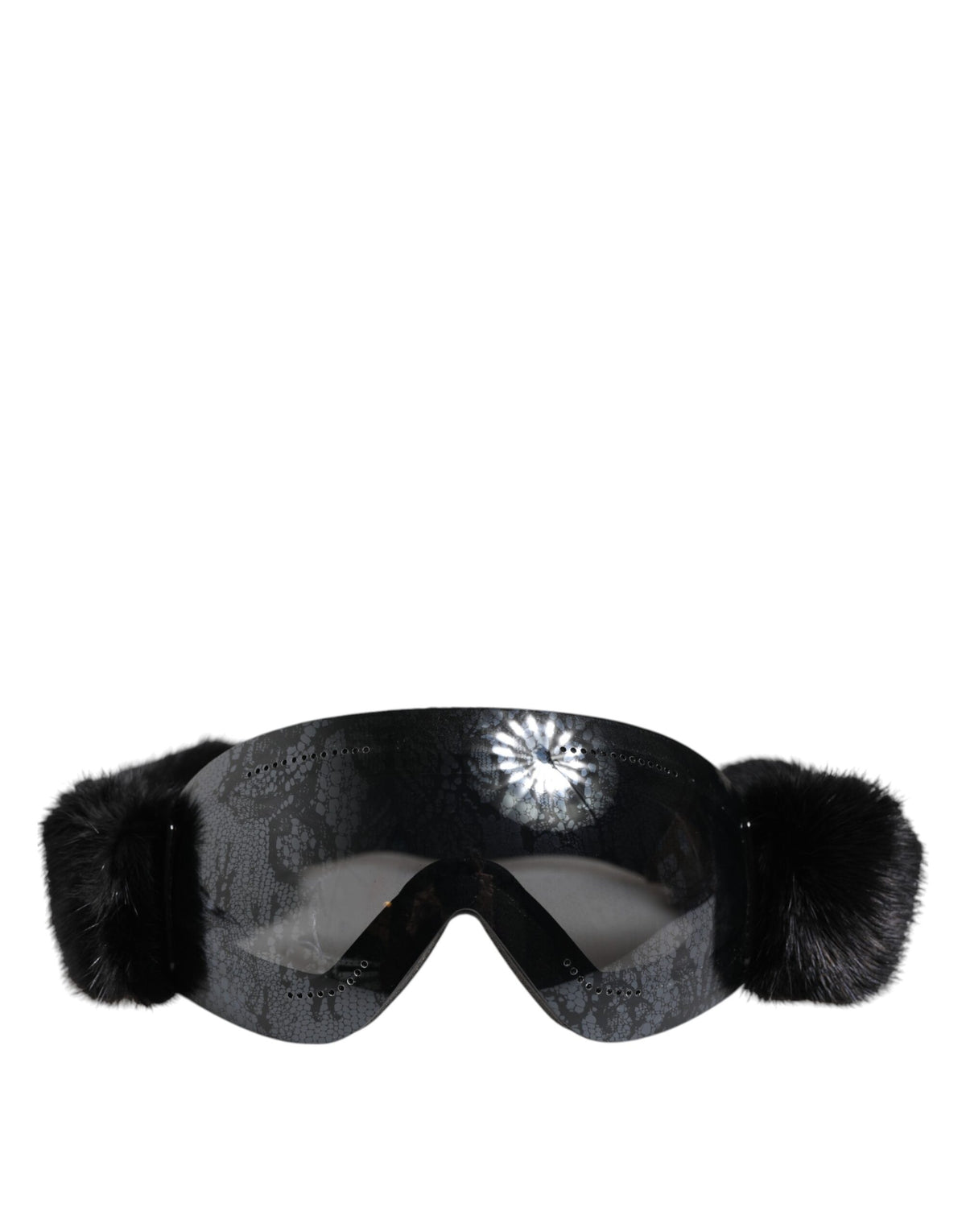Dolce & Gabbana Schwarze Bi0759 Spitze verspiegelte Skibrille Maske Sonnenbrille