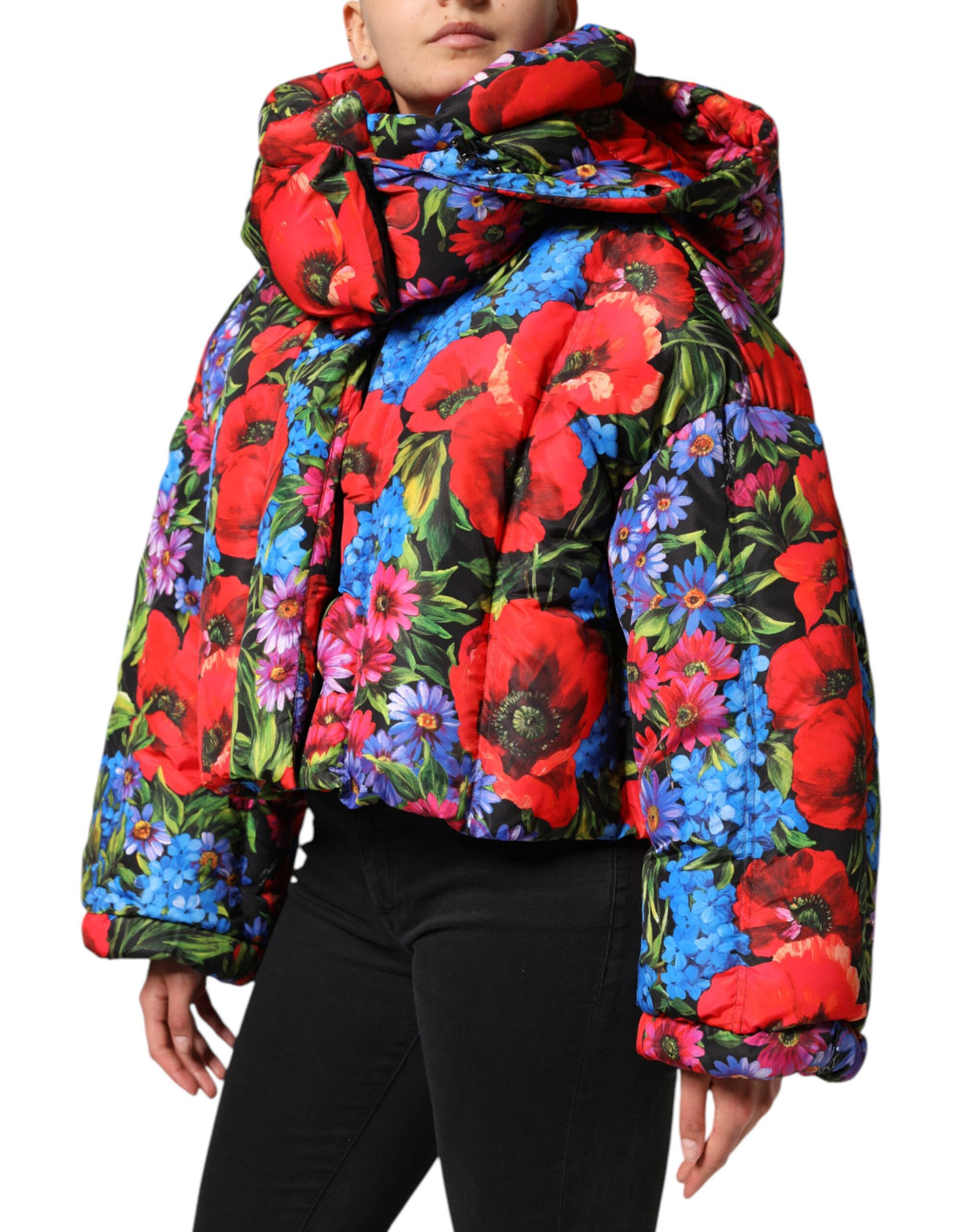 Dolce & Gabbana Multicolor Floral Kapuzenpullimantel Jacke