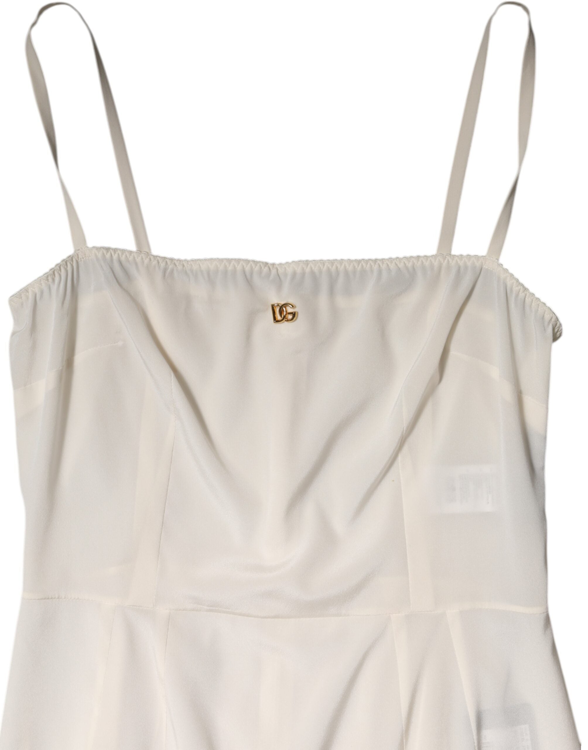 Dolce & Gabbana Weißer Vollslip DG Logo Seidenkleid Nachtwäsche