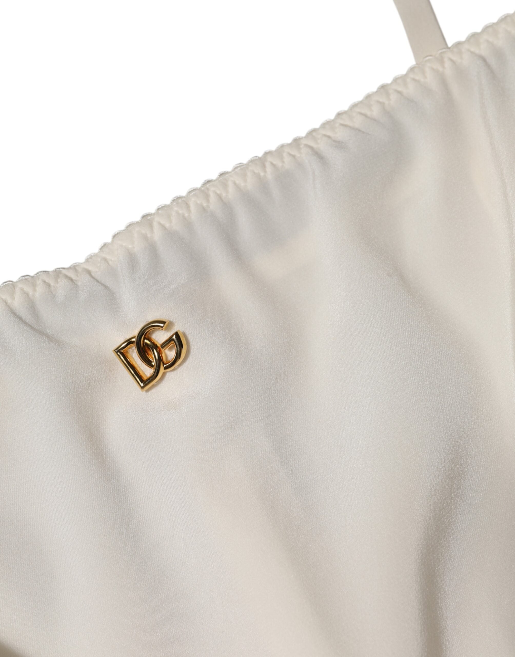 Dolce & Gabbana Weißer Vollslip DG Logo Seidenkleid Nachtwäsche