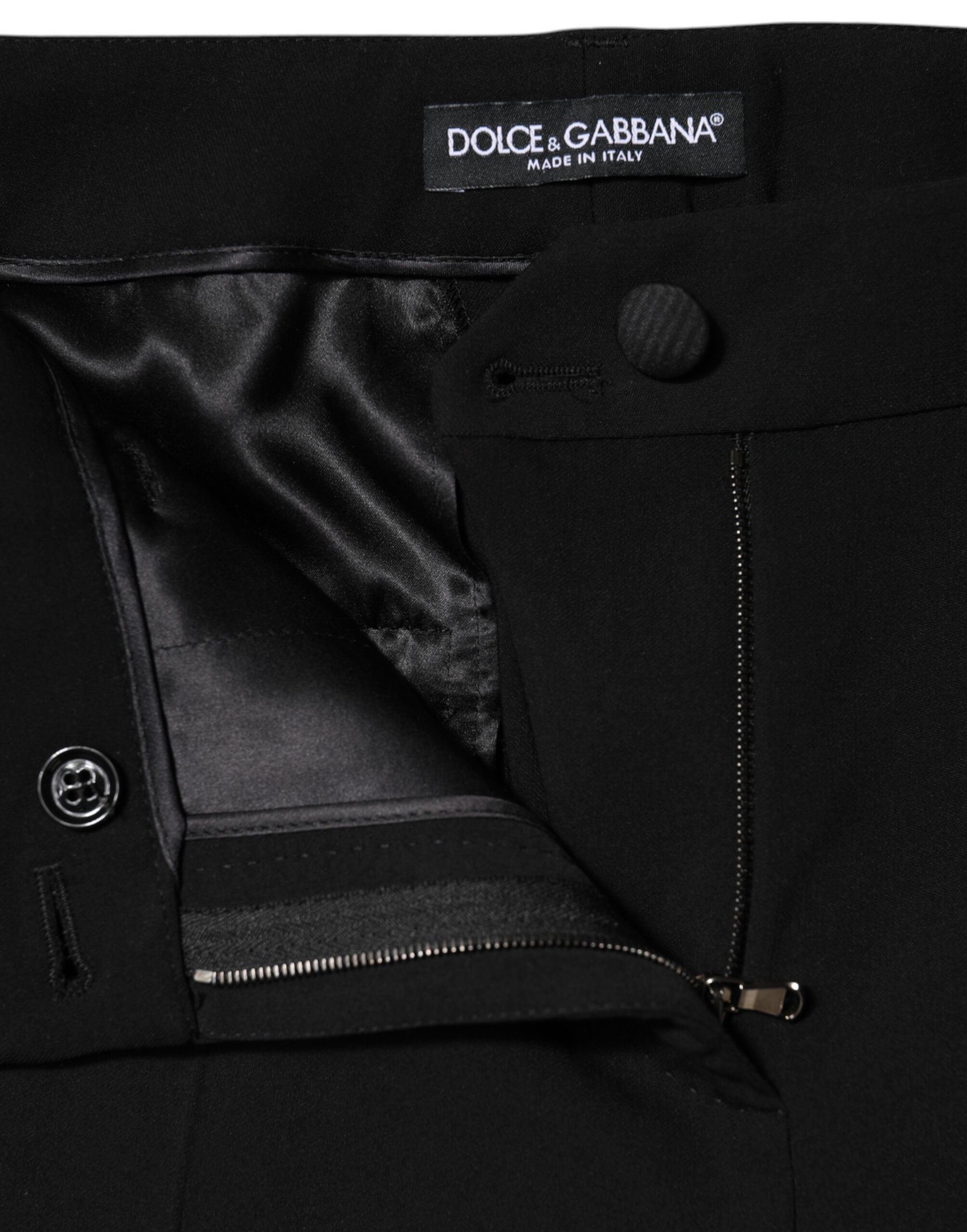 Dolce & Gabbana Schwarze taillierte Hose aus Wolle