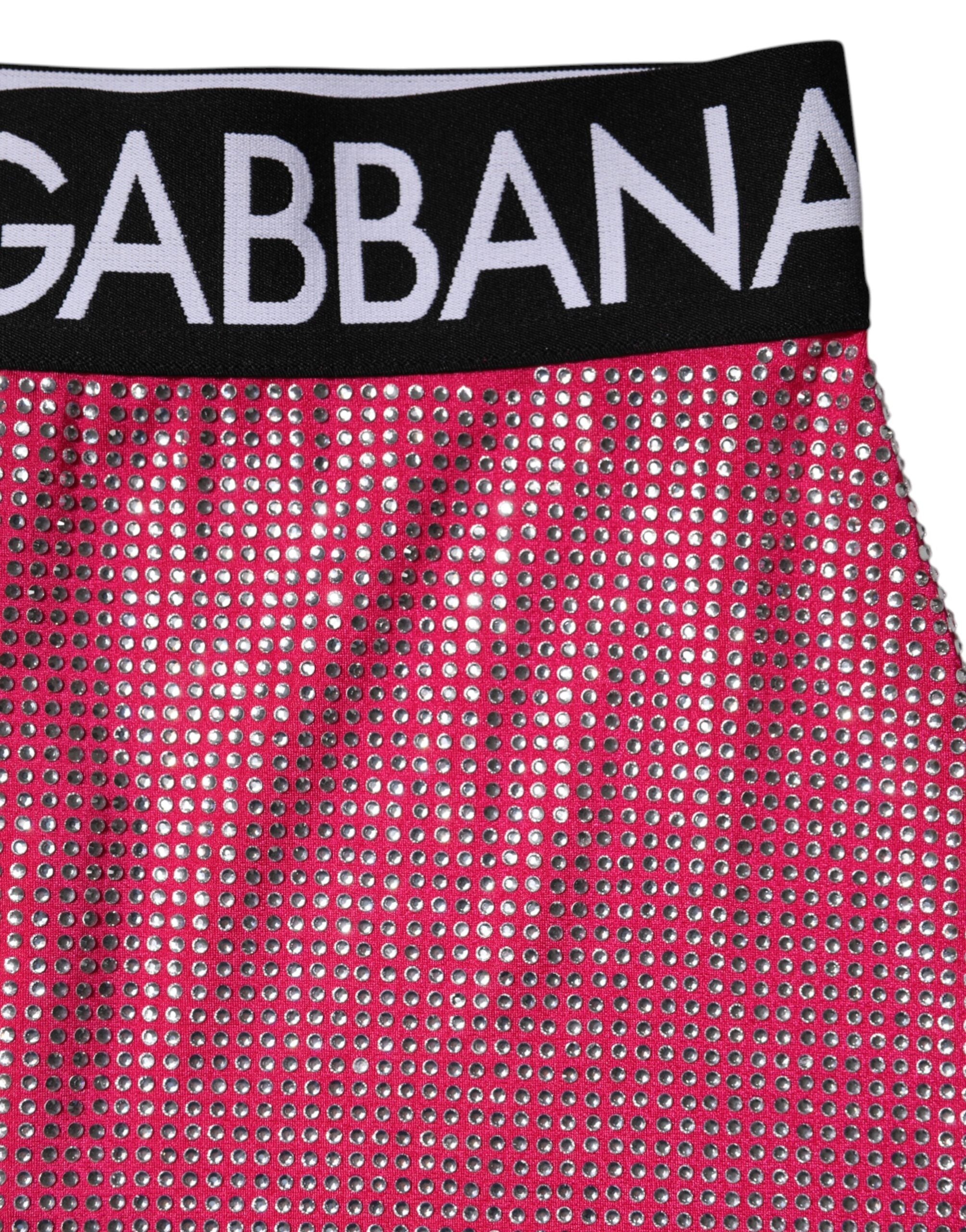 Dolce & Gabbana Rosa strassbesetzter Logo-Minirock