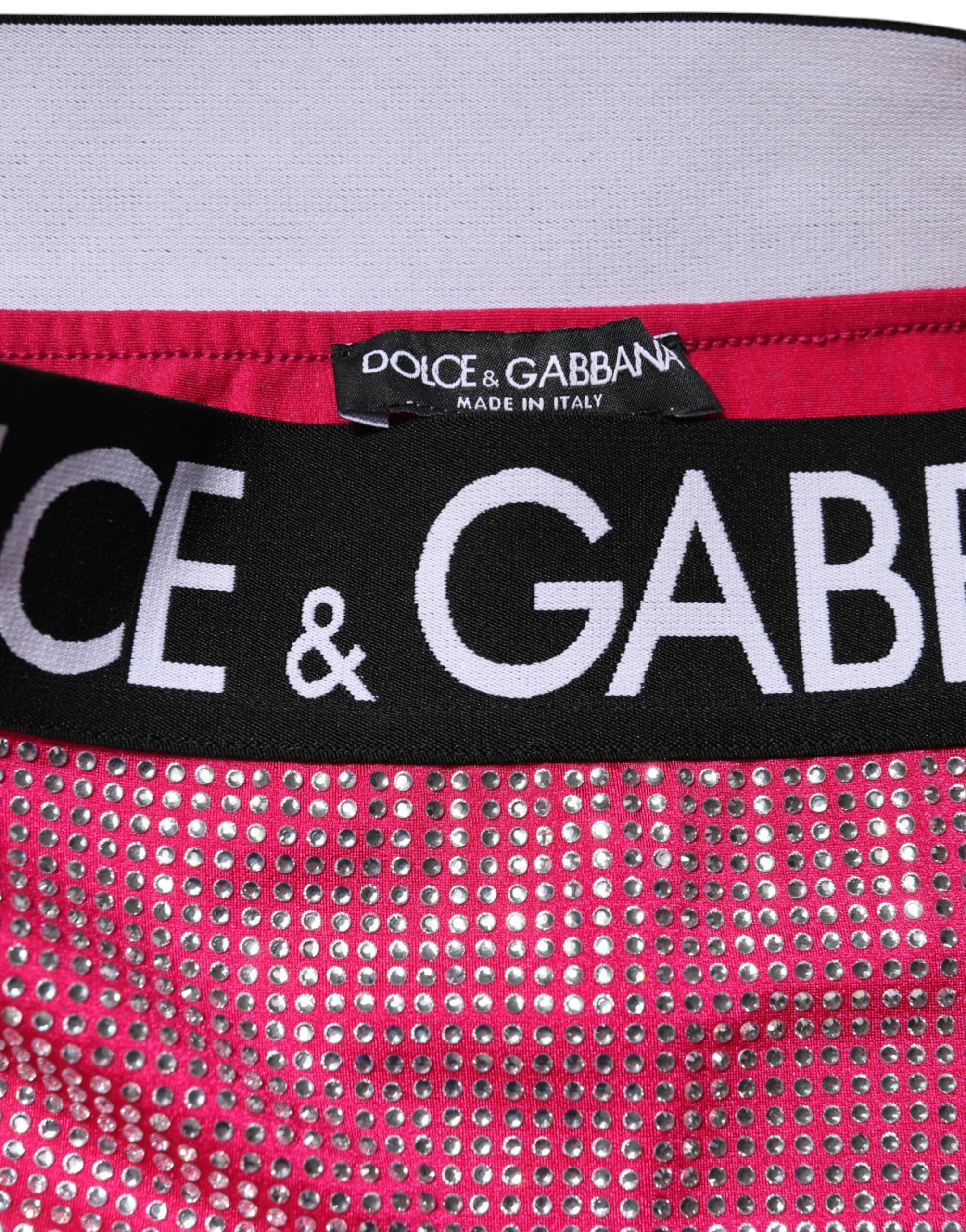 Dolce & Gabbana Rosa strassbesetzter Logo-Minirock