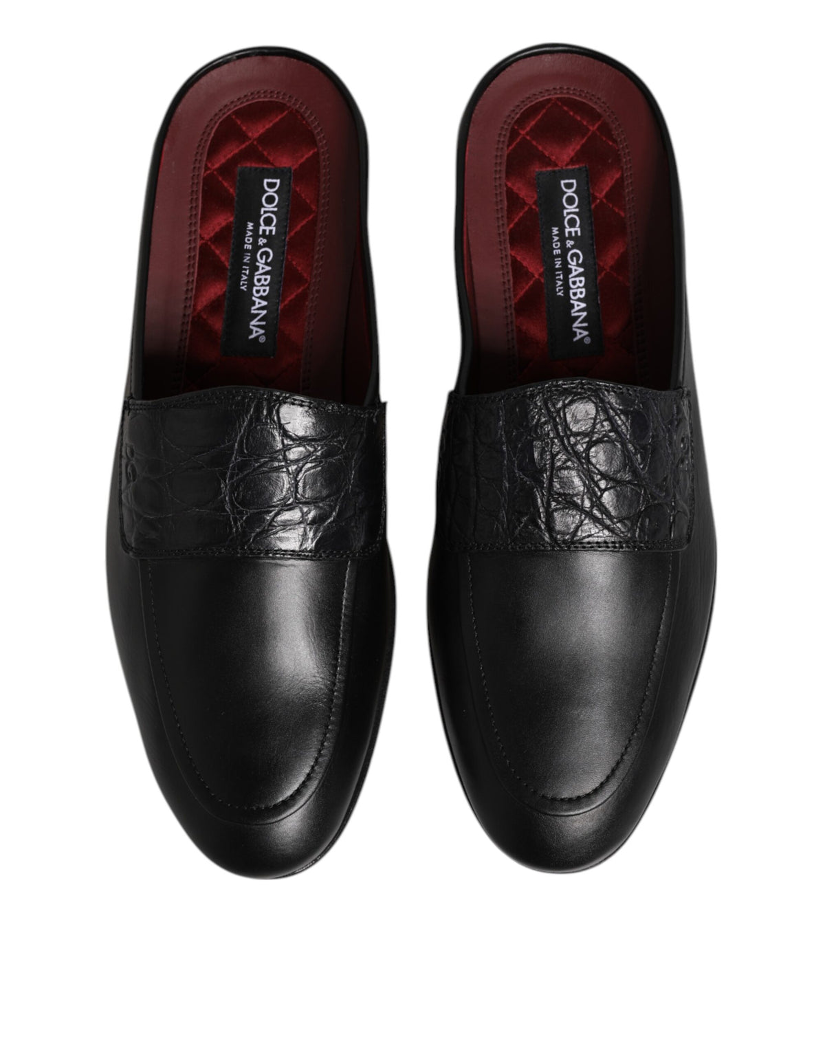 Dolce & Gabbana Schwarze Kalbsleder Slipper Schuhe
