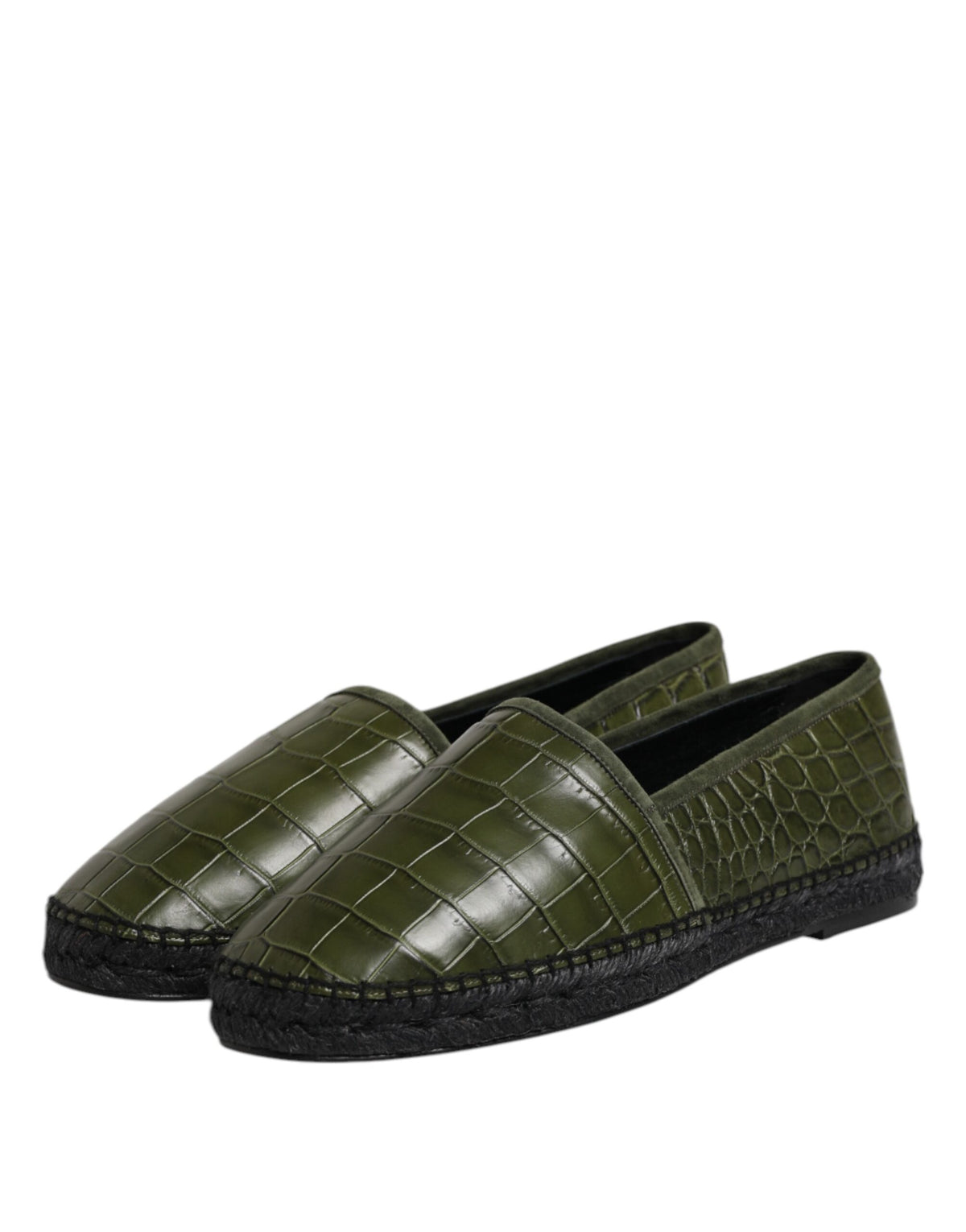 Dolce & Gabbana Grüne Exotische Leder Espadrilles Slip On Schuhe