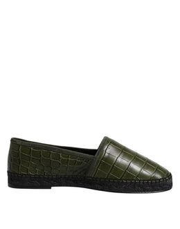 Dolce & Gabbana Grüne Exotische Leder Espadrilles Slip On Schuhe