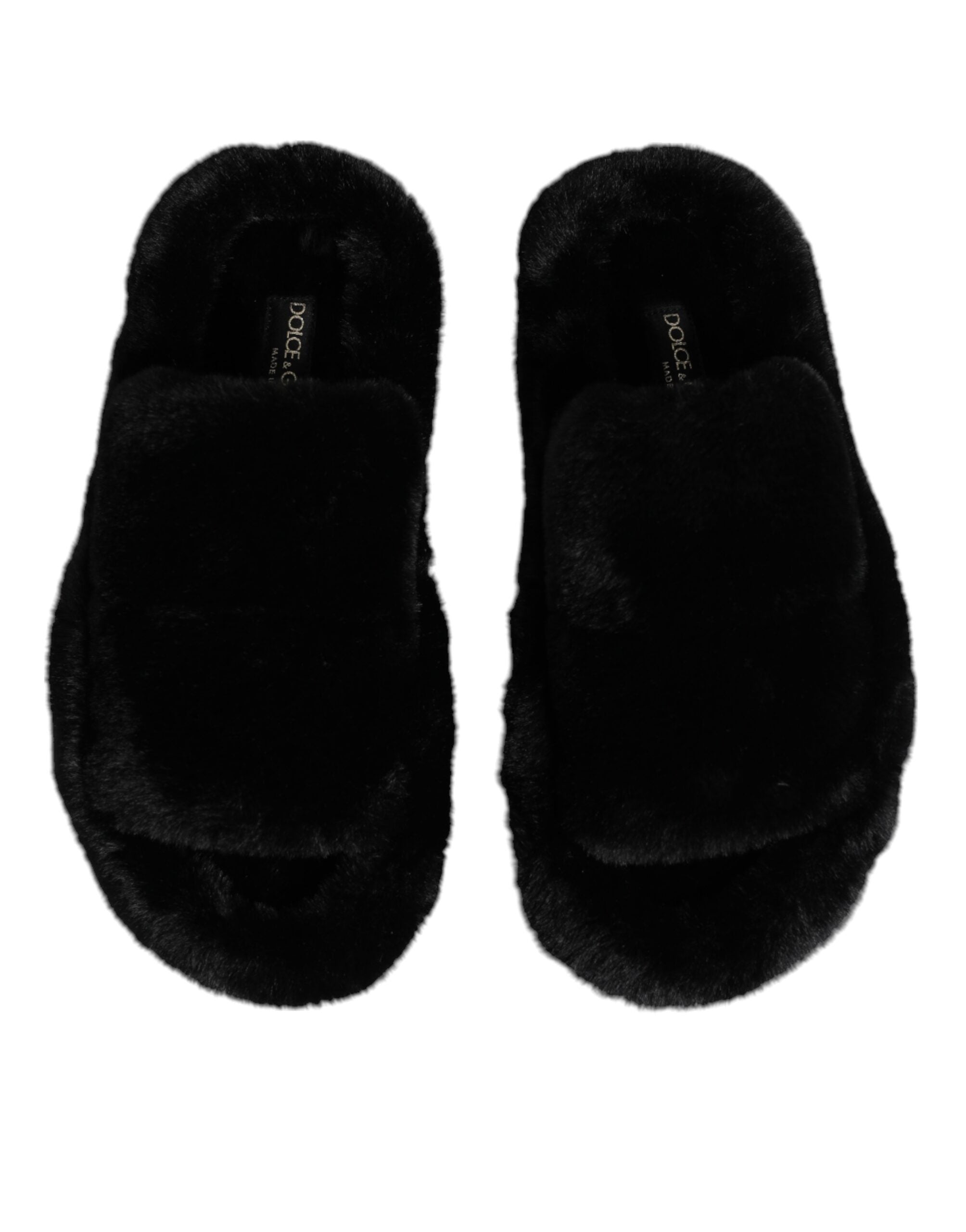 Dolce & Gabbana Schwarzer Polyester-Samt Pantoffel Schuhe