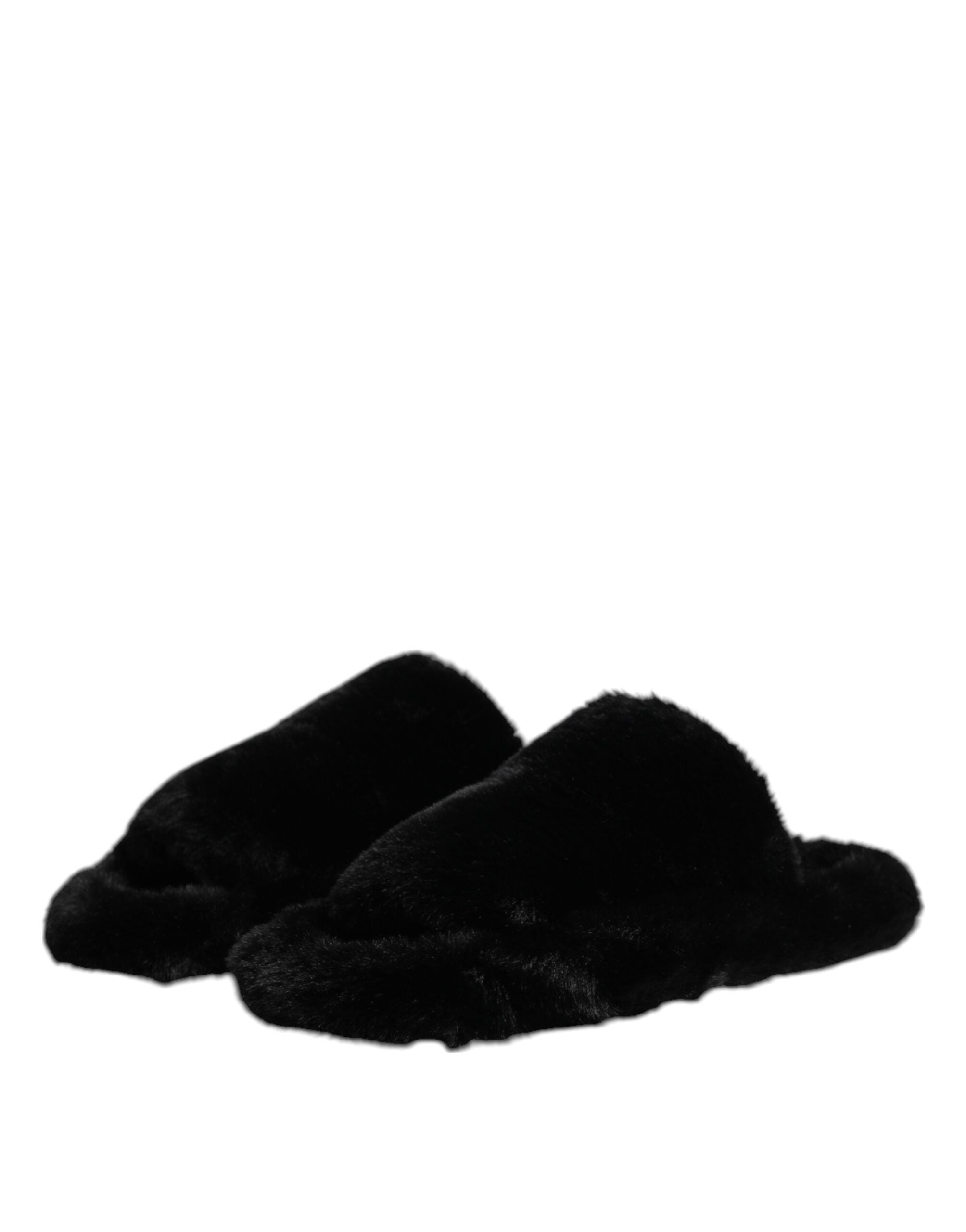 Dolce & Gabbana Schwarzer Polyester-Samt Pantoffel Schuhe
