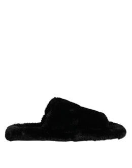 Dolce & Gabbana Schwarzer Polyester-Samt Pantoffel Schuhe