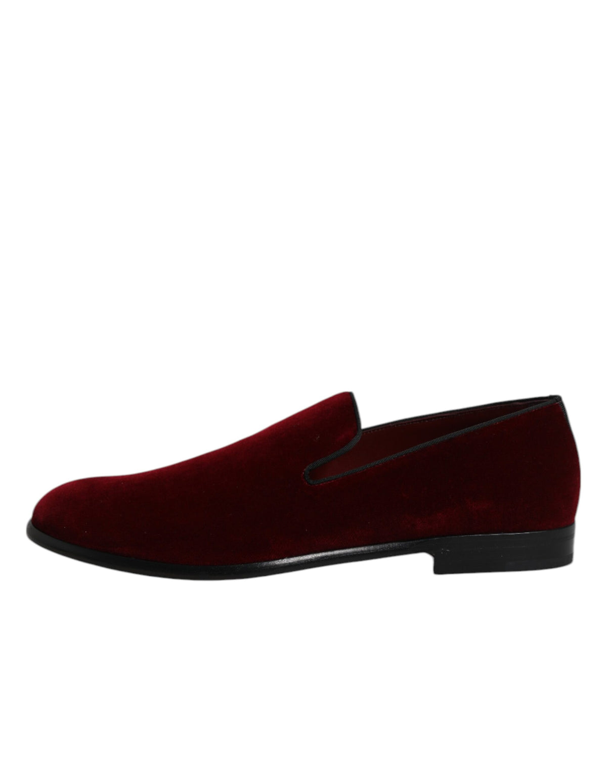 Dolce & Gabbana Rote Baumwolle Samt Slip On Loafers Formelle Schuhe
