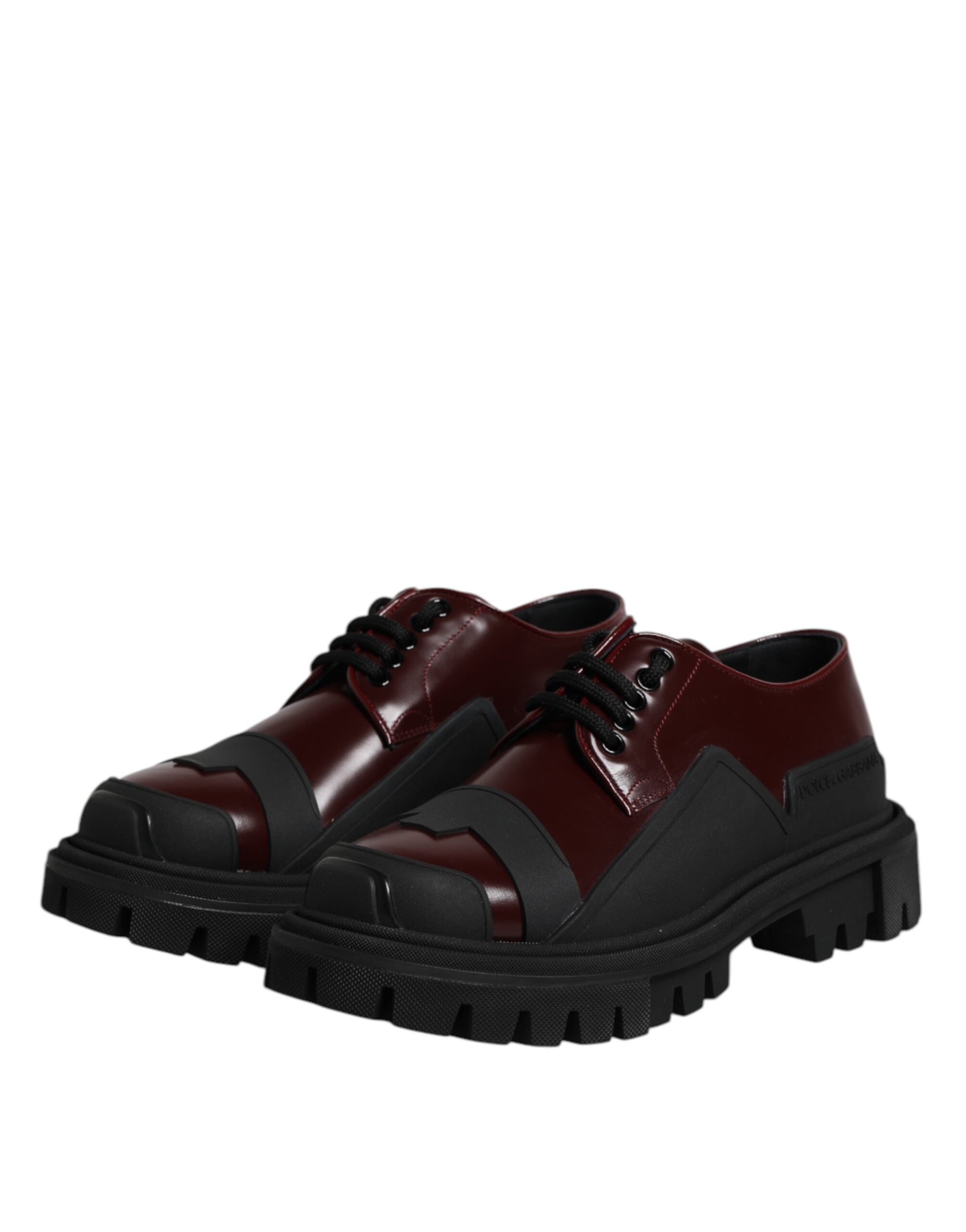 Dolce & Gabbana Rote Leder-Schnürschuhe für Trekking-Anzüge