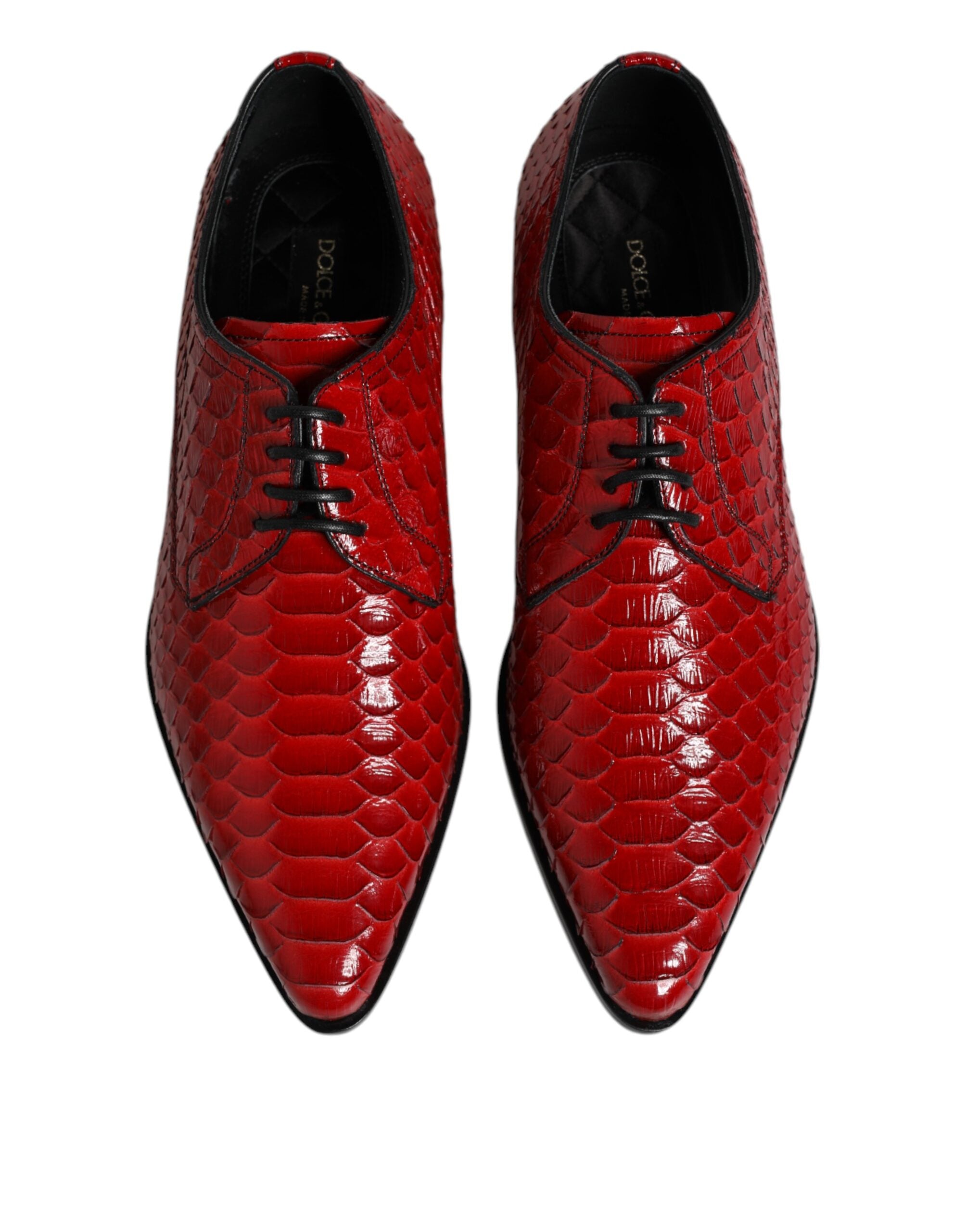 Dolce & Gabbana Rote Exotische Leder Schnürschuhe Dress Derby Schuhe