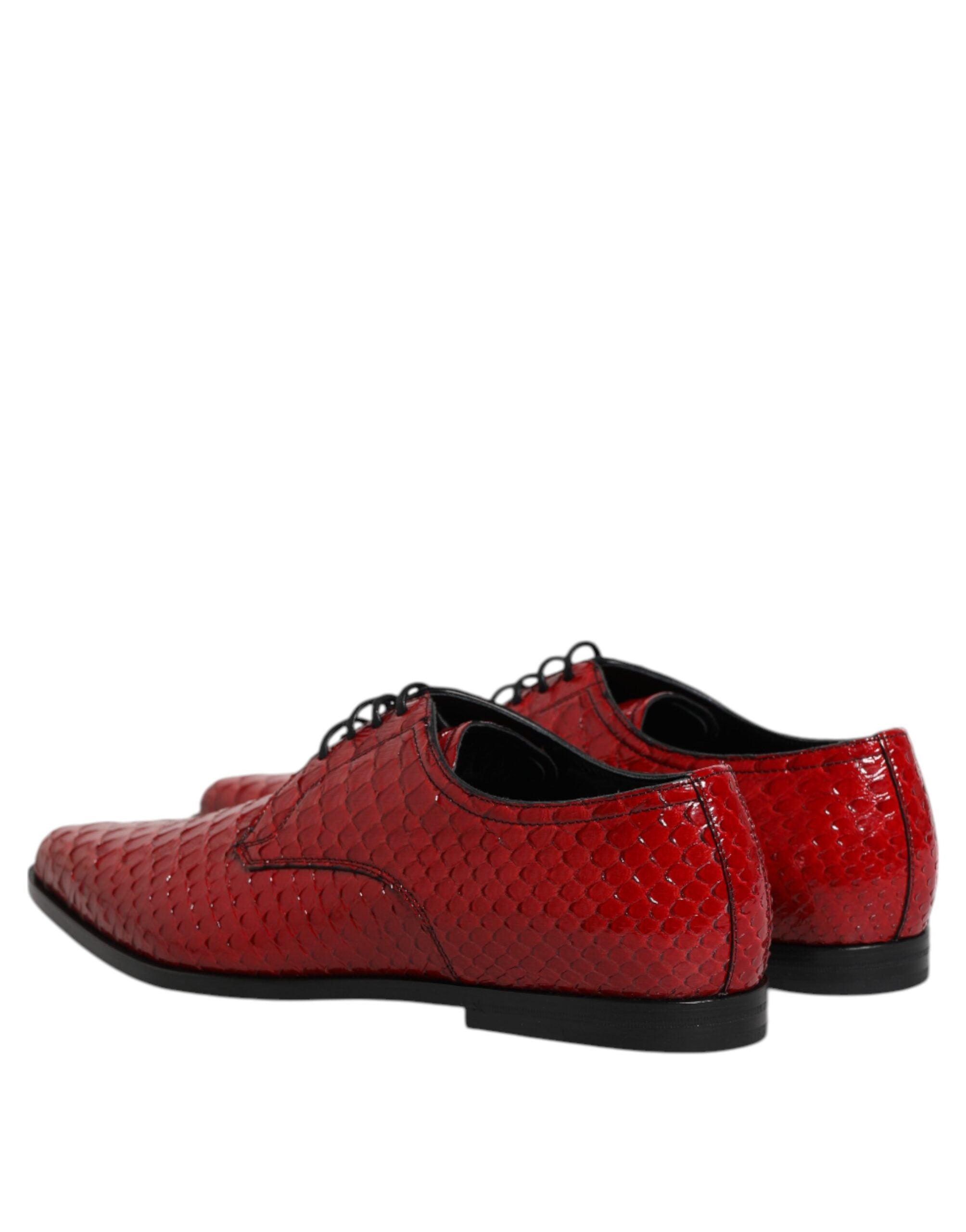 Dolce & Gabbana Rote Exotische Leder Schnürschuhe Dress Derby Schuhe
