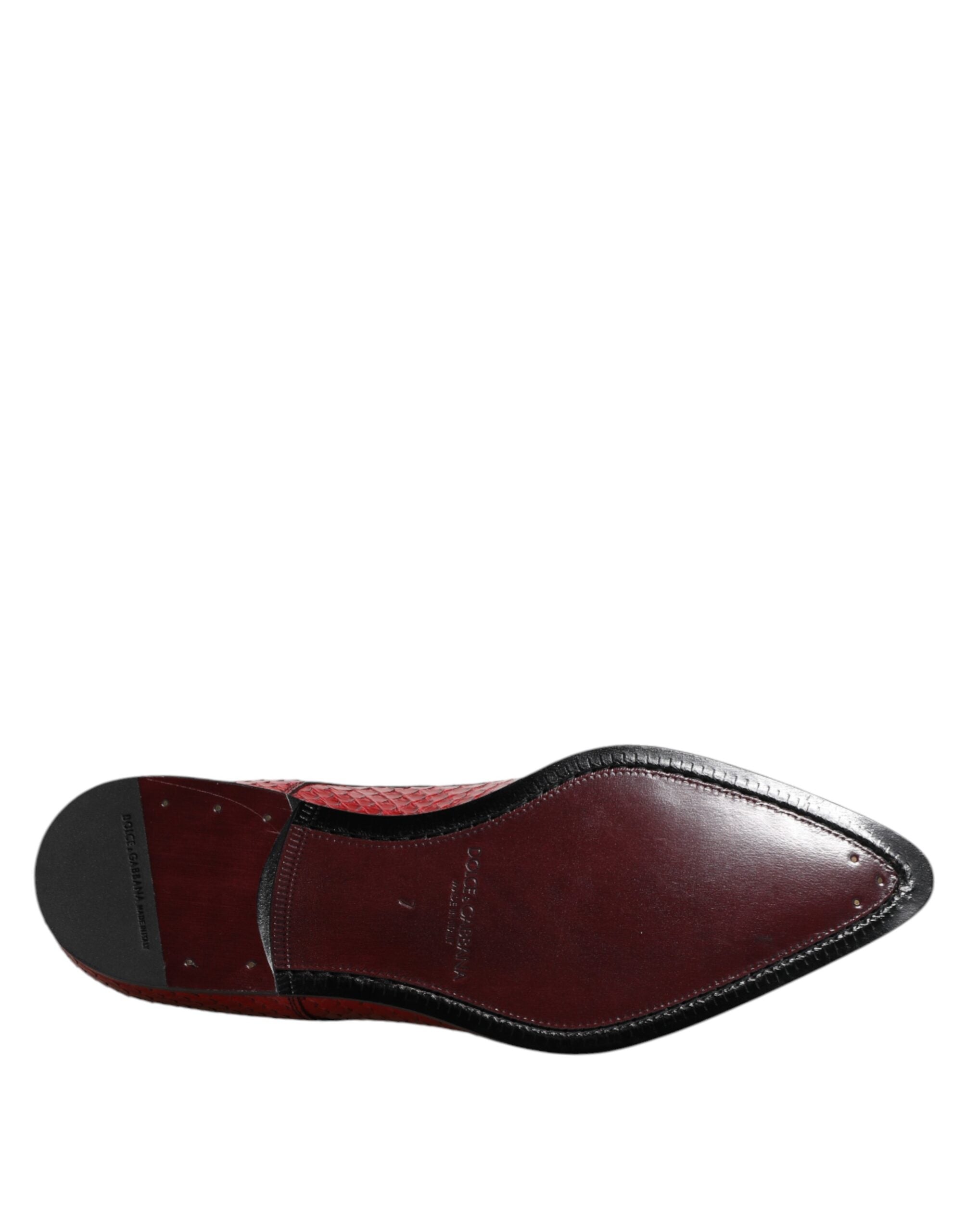Dolce & Gabbana Rote Exotische Leder Schnürschuhe Dress Derby Schuhe