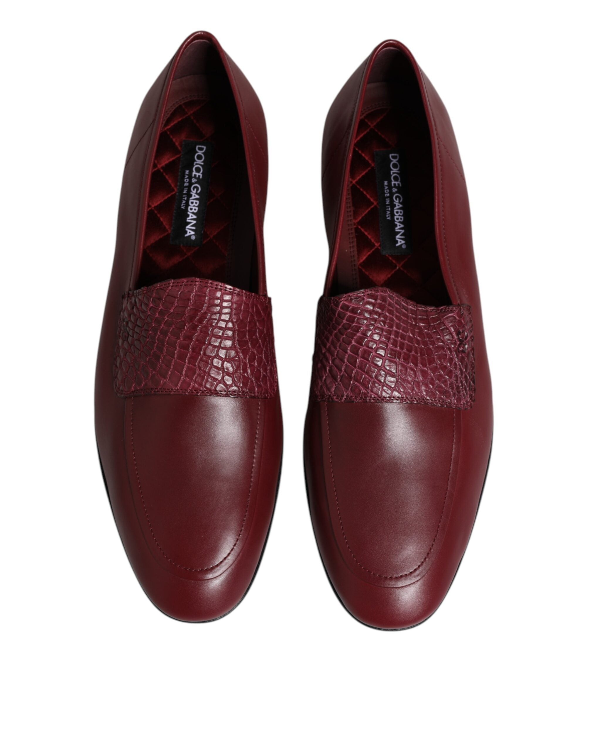 Dolce & Gabbana Burgunderfarbenes Kalbsleder Formelle Slipper