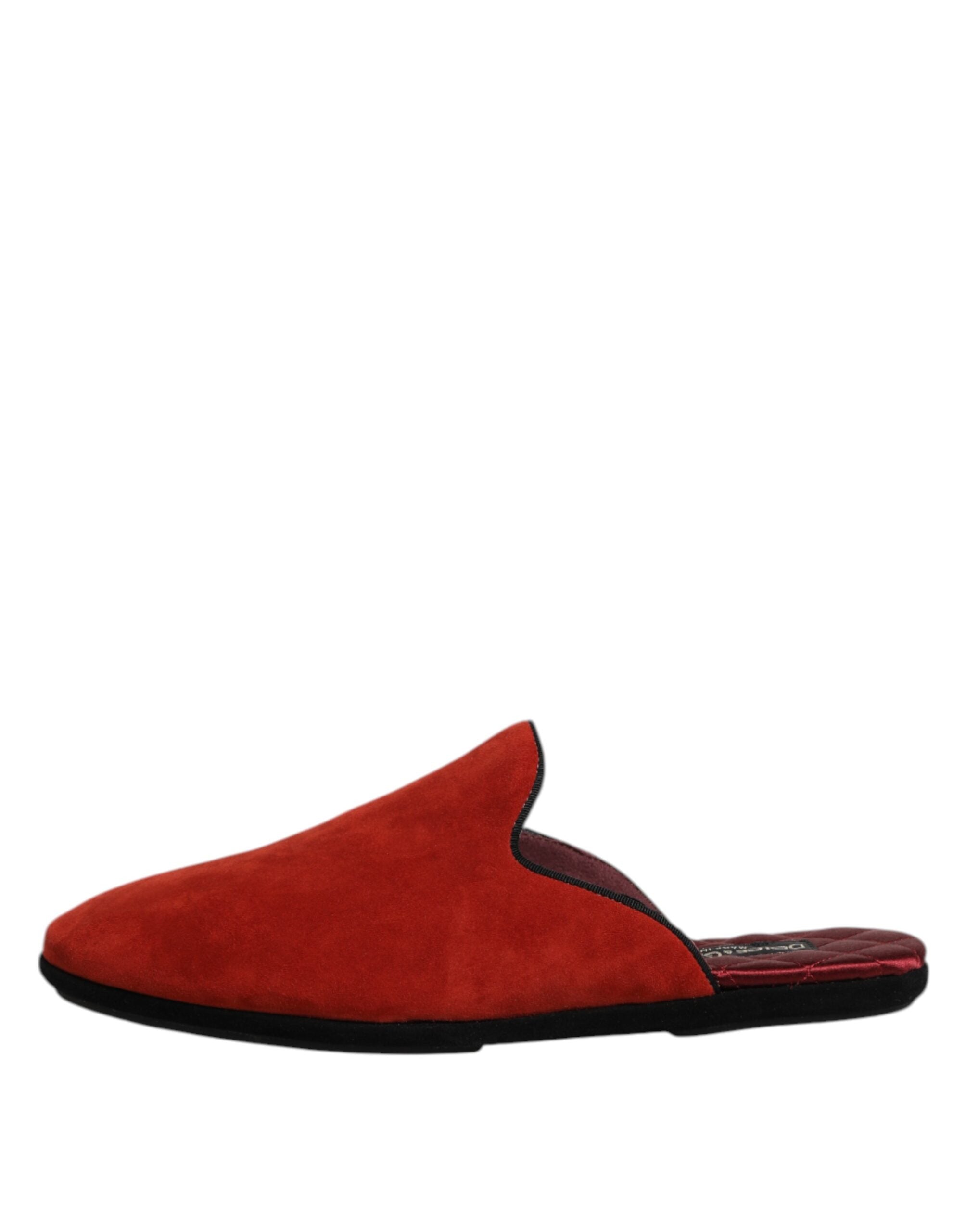 Dolce & Gabbana Orange Wildleder Pantoffeln Flache Hausschuhe