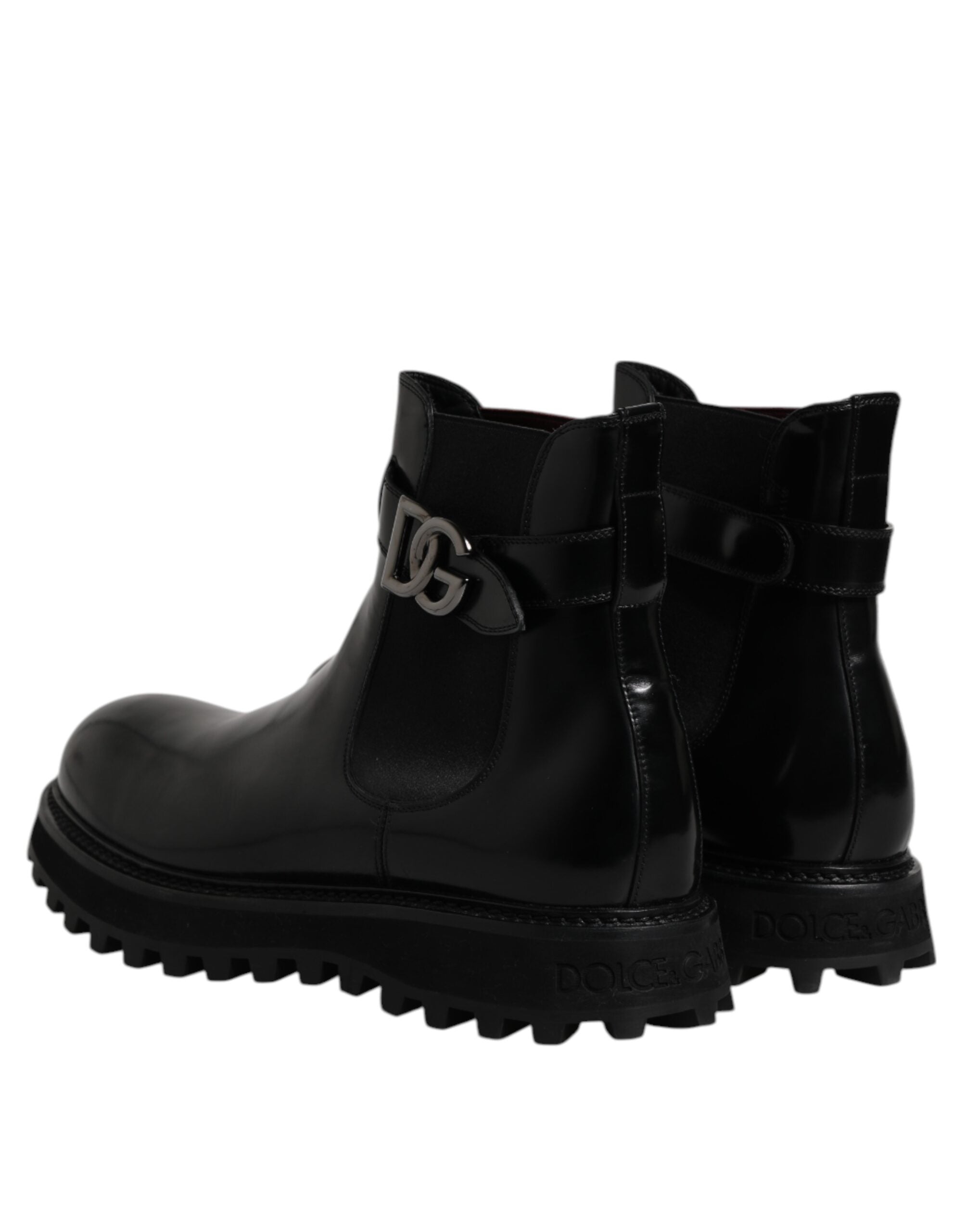 Dolce & Gabbana Schwarzer Gürtel DG Logo Herren Chelsea Boots Schuhe