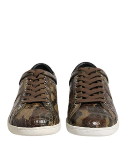 Dolce & Gabbana Braune Exotische Leder Low Top Sneakers Schuhe
