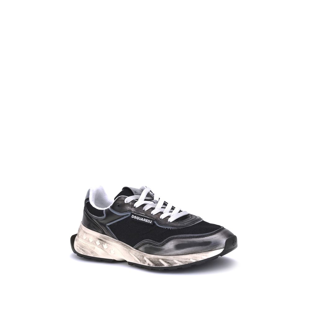 Dsquared² Schwarze Bos Taurus Kalbsleder Sneaker