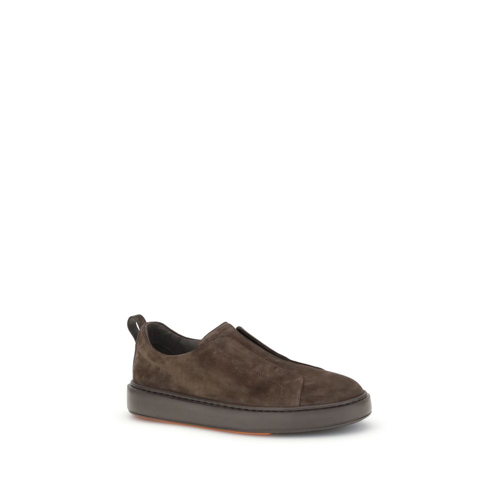 Santoni Braune Kalbsleder Bos Taurus Low Top Sneaker