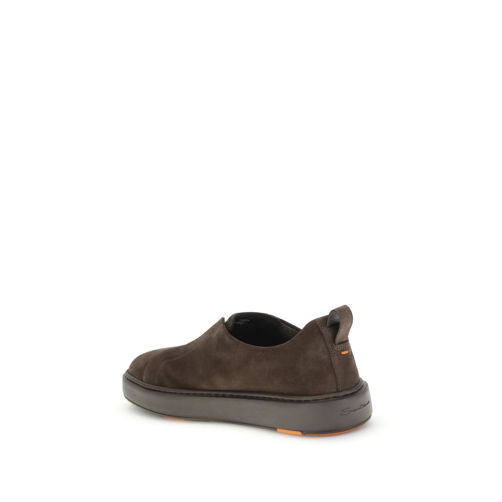 Santoni Braune Kalbsleder Bos Taurus Low Top Sneaker