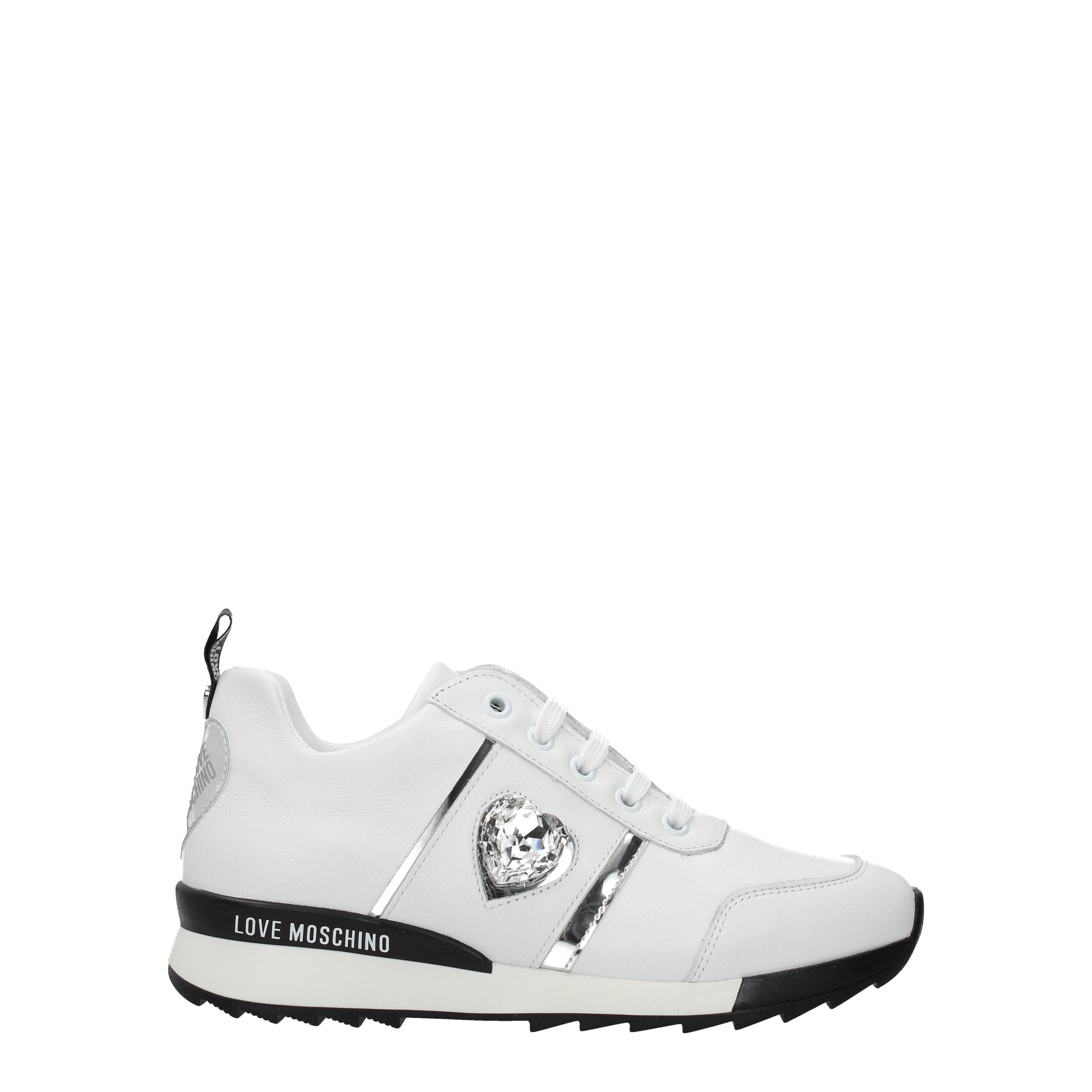 Love Moschino Weiße Low-Top-Sneaker aus Leder