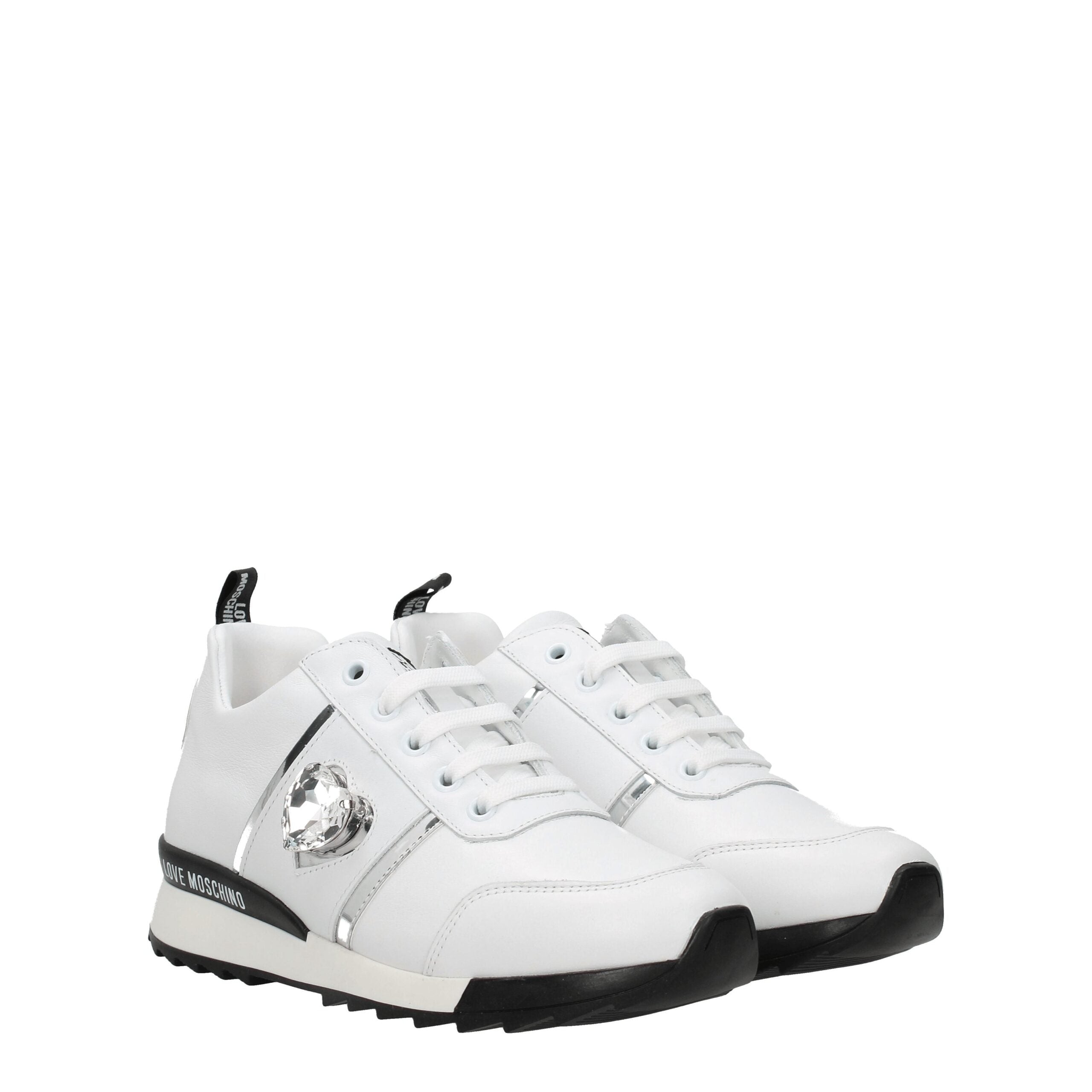 Love Moschino Weiße Low-Top-Sneaker aus Leder