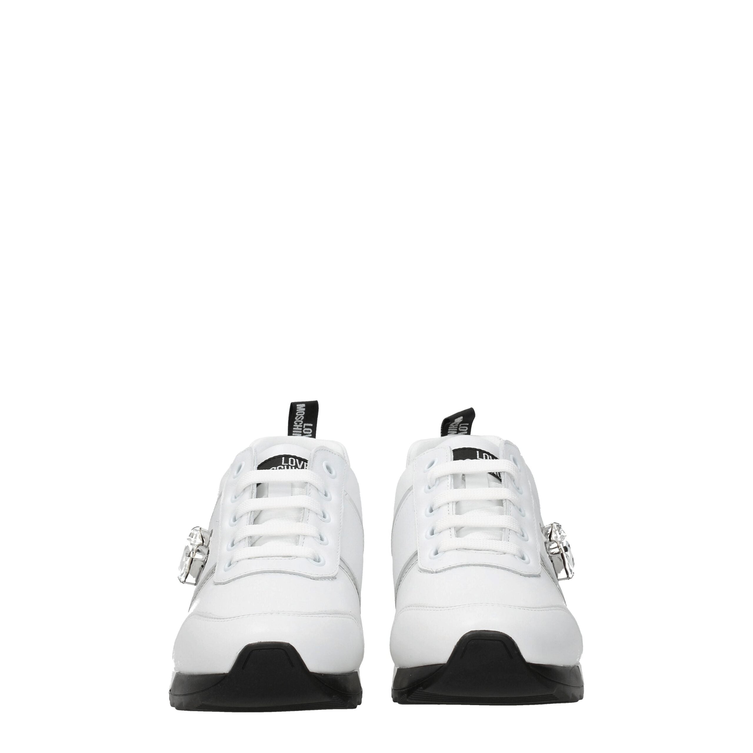 Love Moschino Weiße Low-Top-Sneaker aus Leder