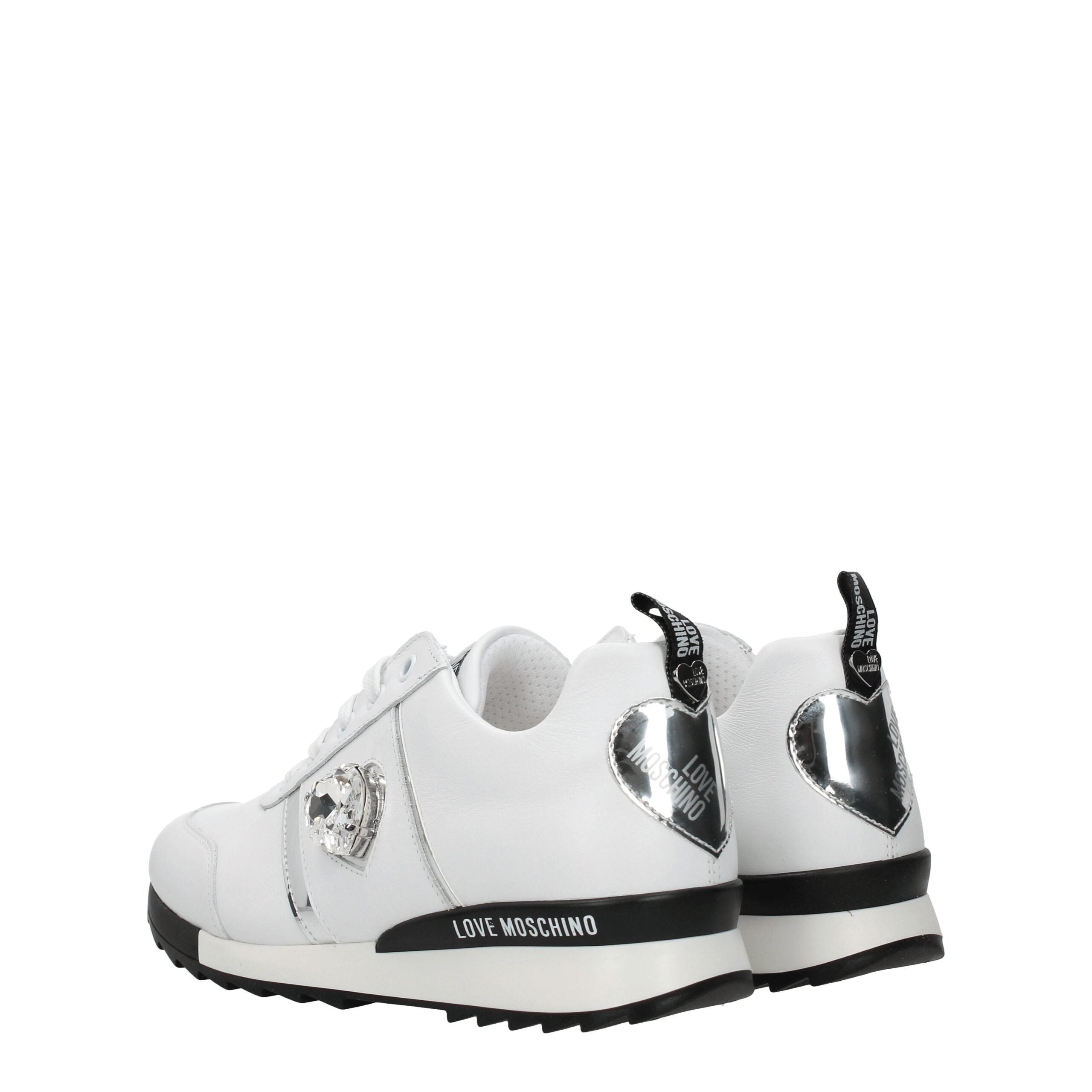 Love Moschino Weiße Low-Top-Sneaker aus Leder
