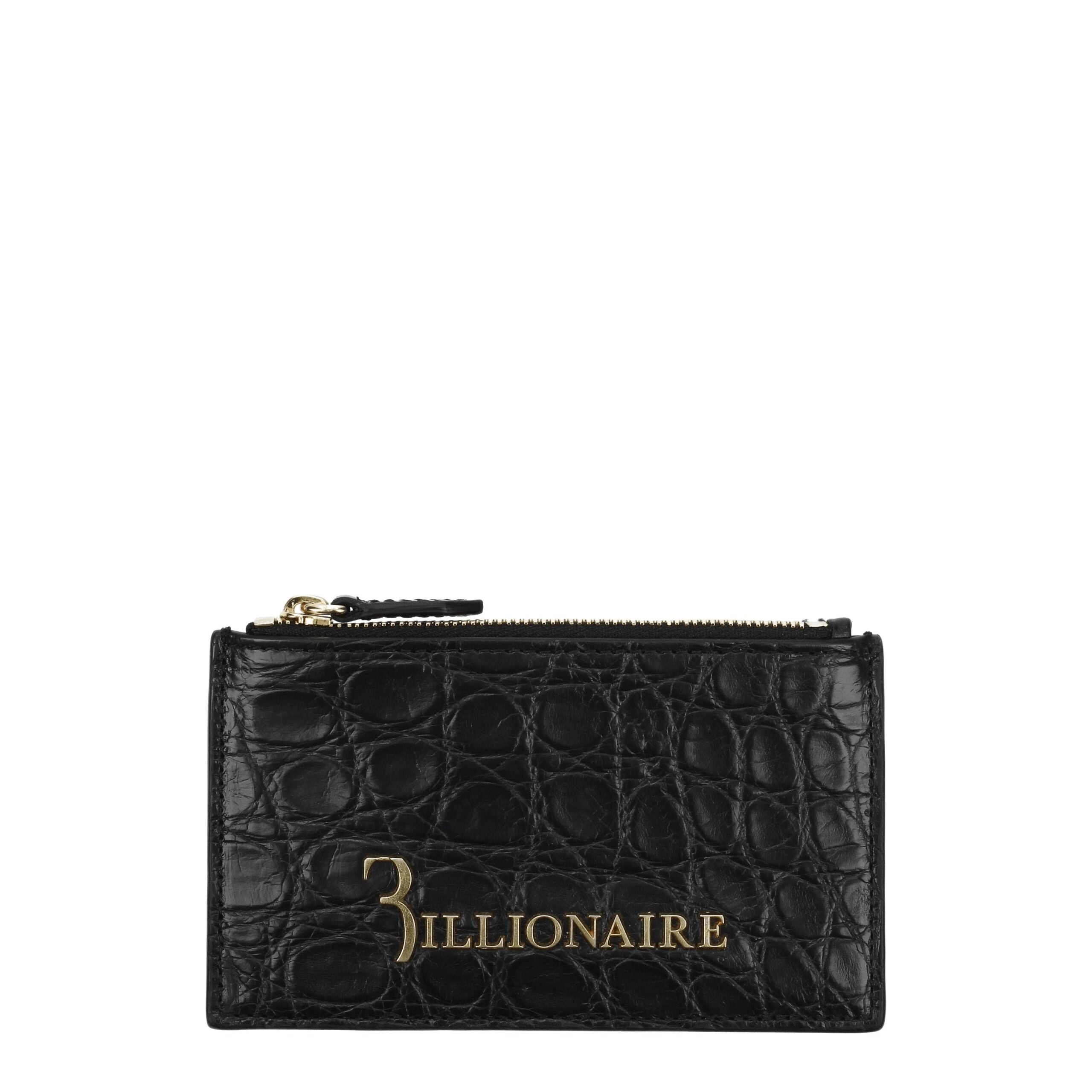 Billionaire Italian Couture Schwarzer Kartenetui aus Krokodilleder