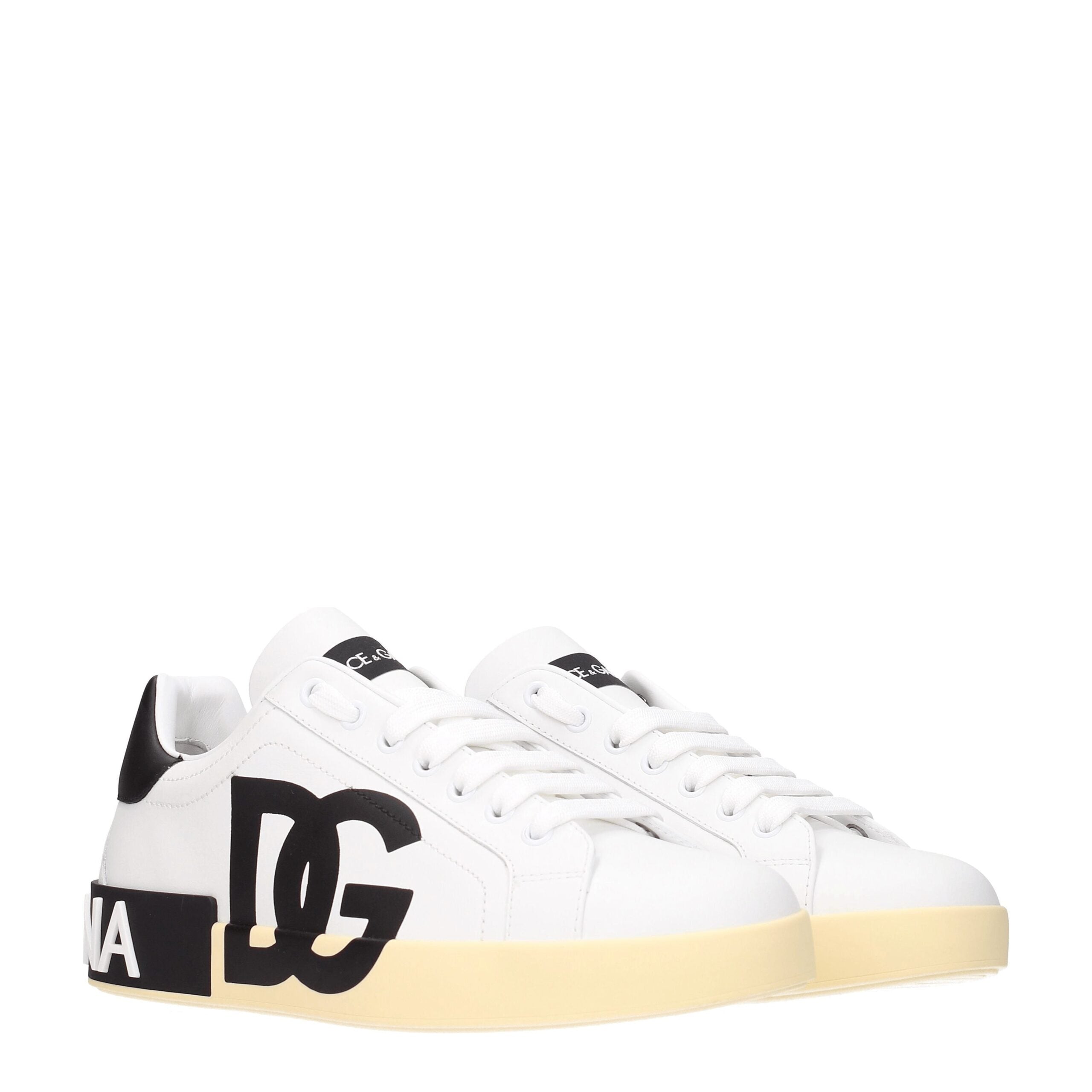 Dolce & Gabbana Weiße Low-Top-Sneaker aus Leder