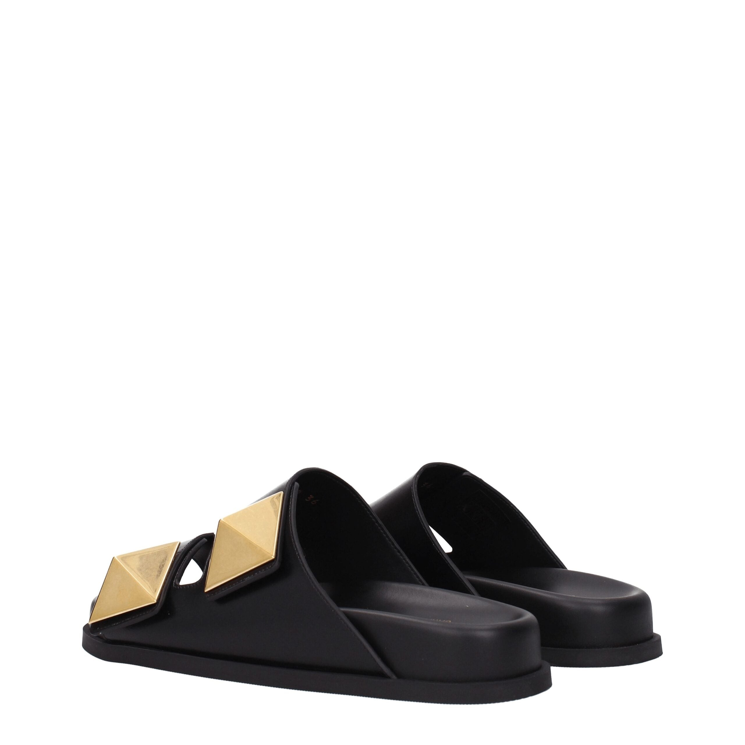 Valentino Garavani Schwarze Leder-Slipper
