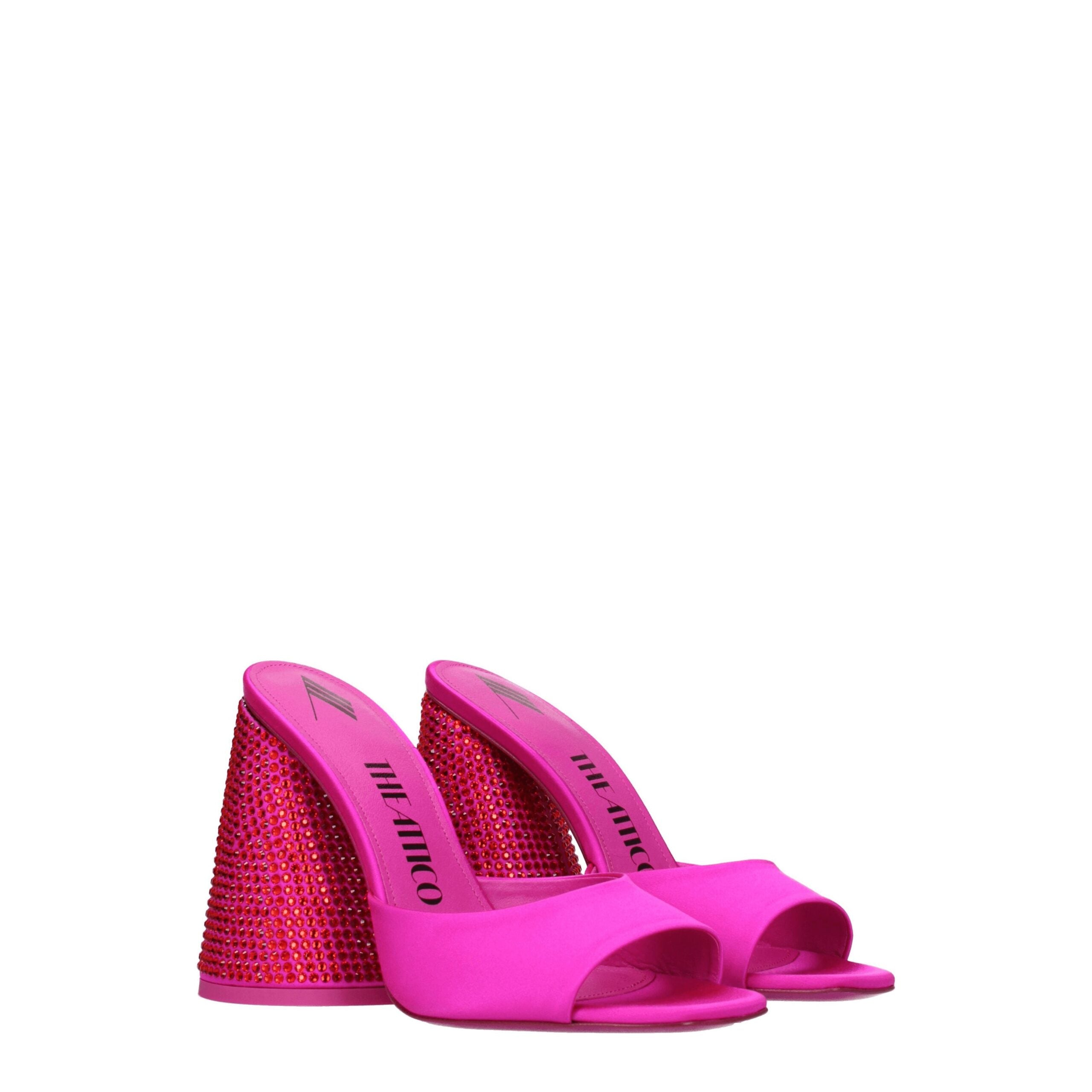 The Attico Rosa Satin Plateau-Sandalen