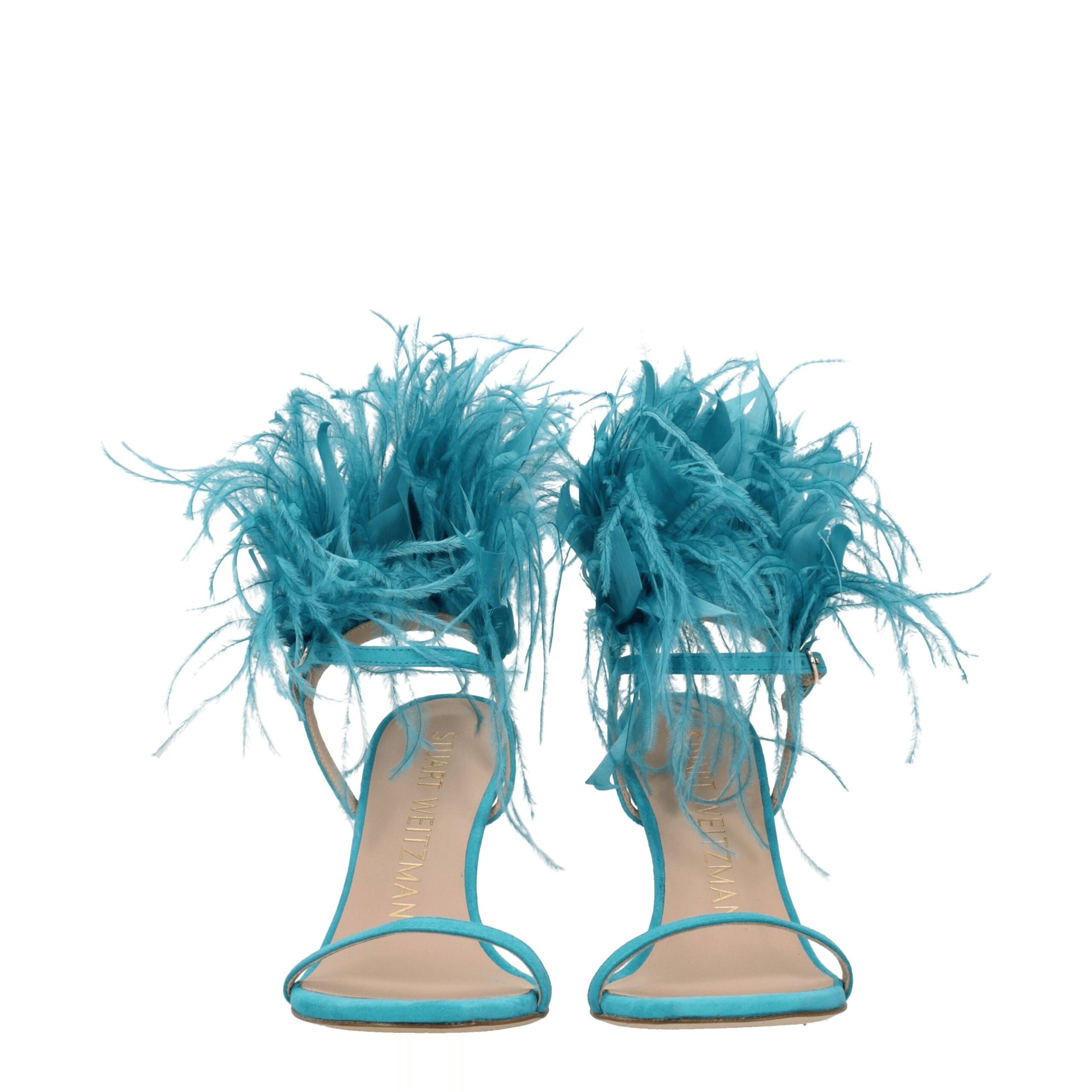 Stuart Weitzman Grüne Leder-Stilettosandalen