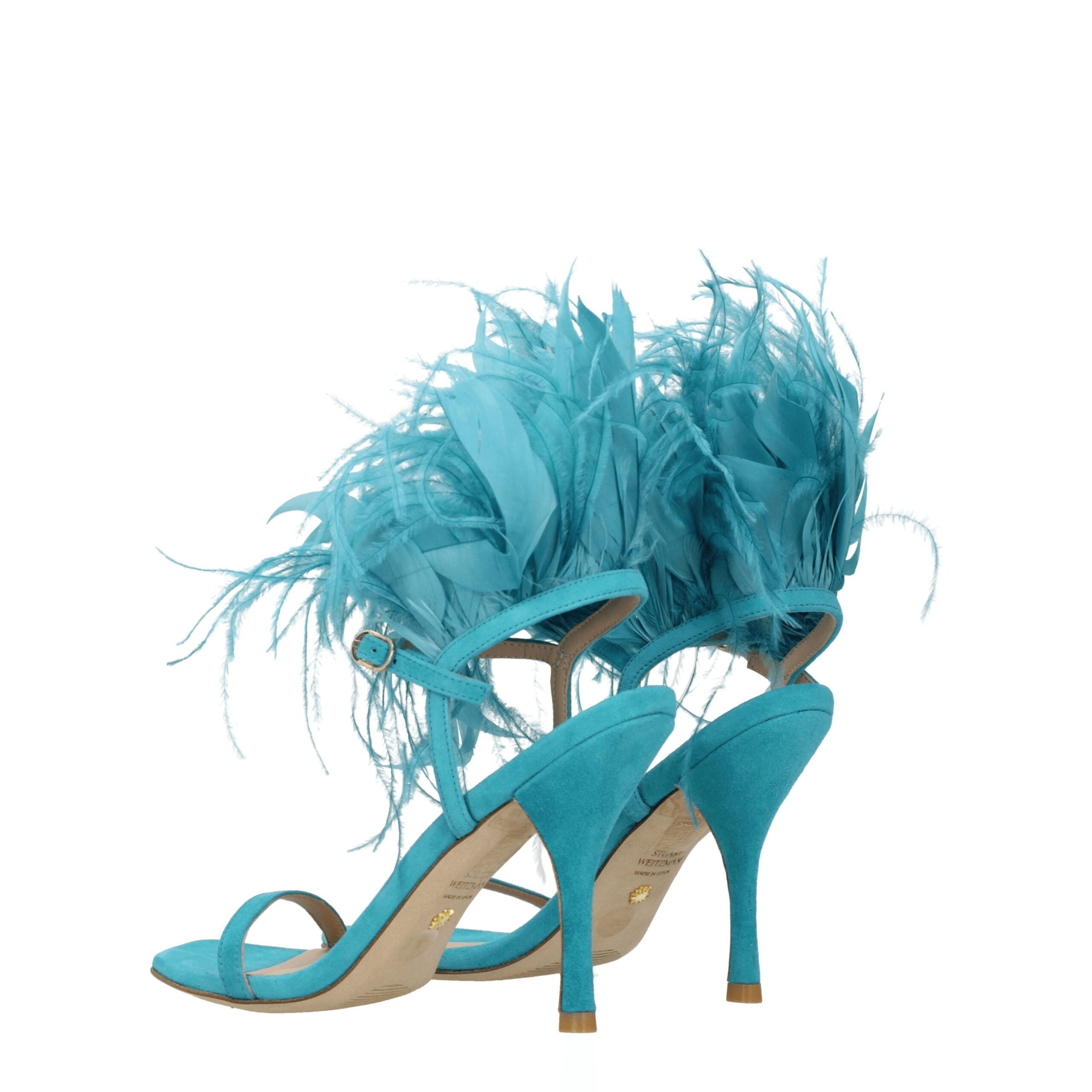 Stuart Weitzman Grüne Leder-Stilettosandalen