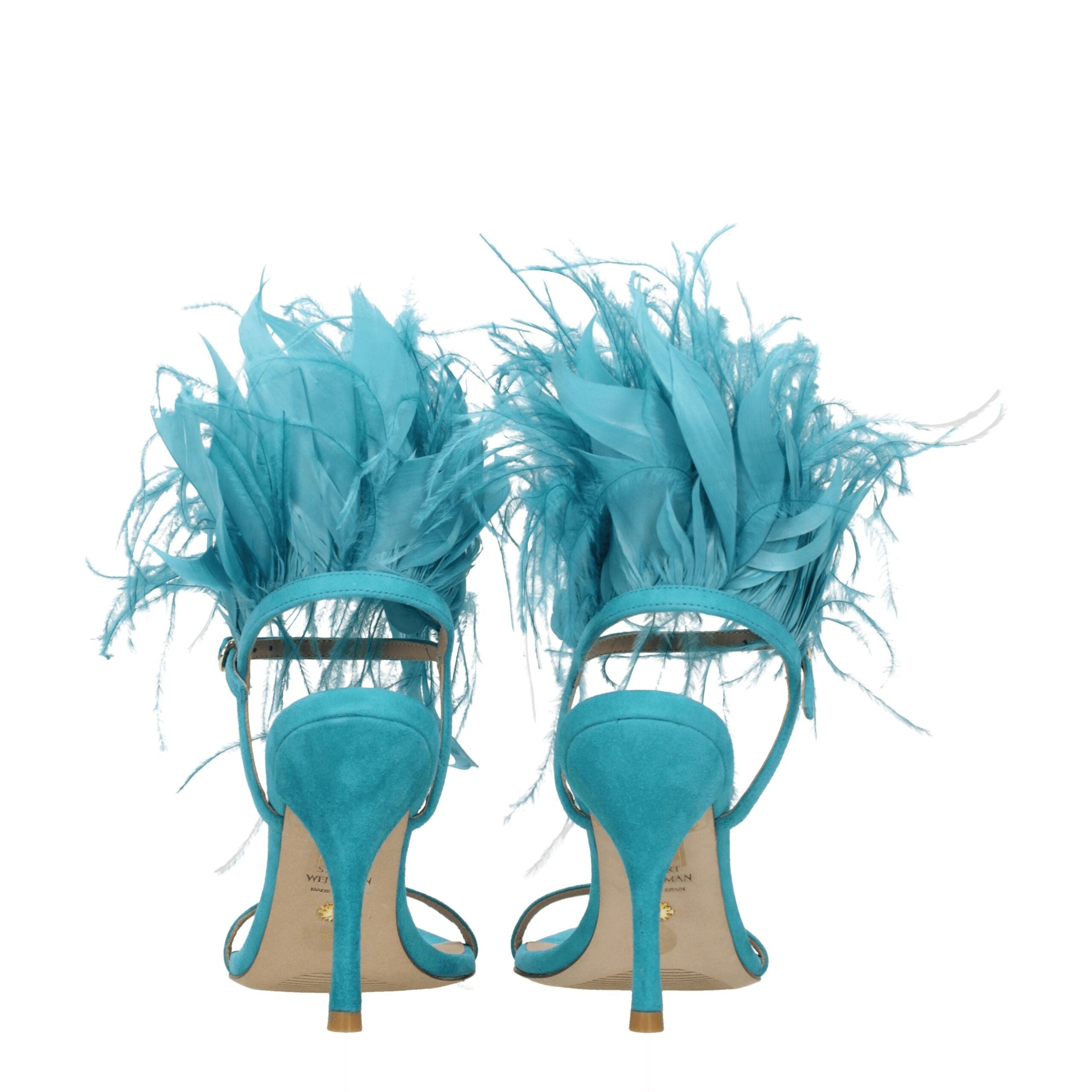 Stuart Weitzman Grüne Leder-Stilettosandalen