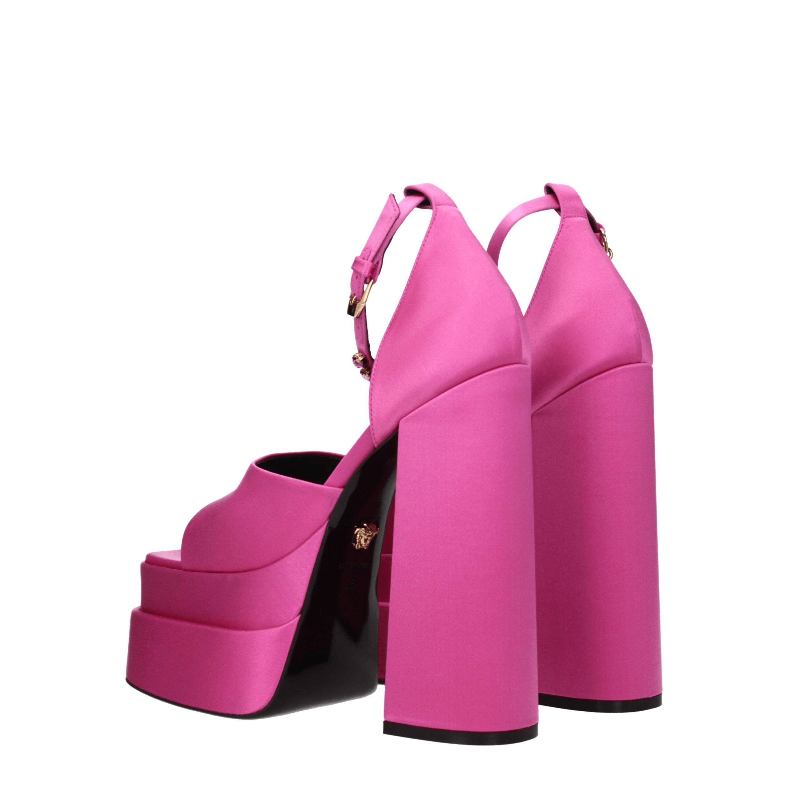 Versace Rosa Satin Plateau-Sandalen