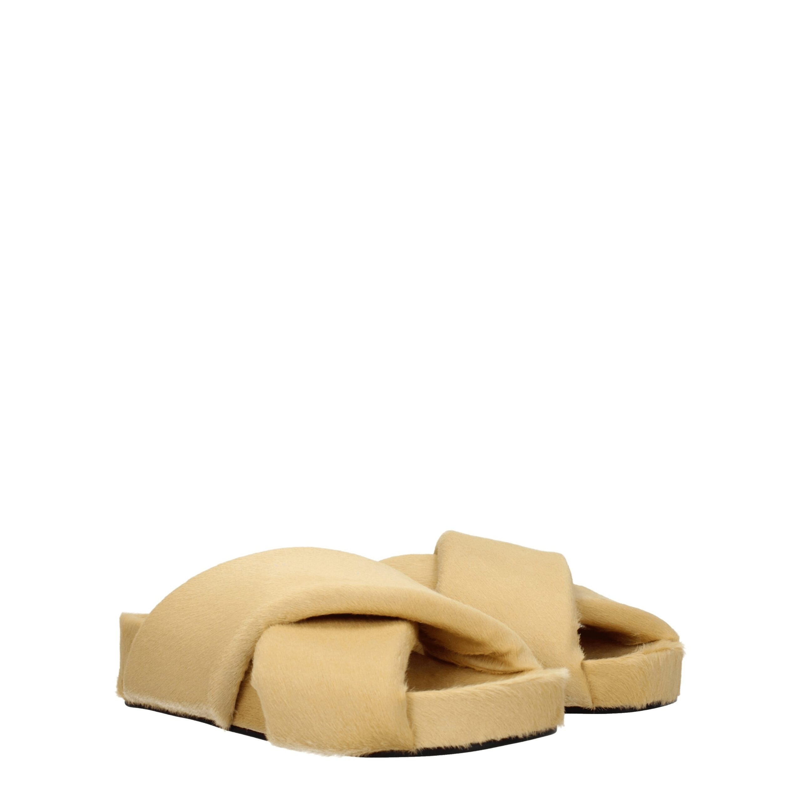Jil Sander Beigefarbene Hausschuhe aus Rosshaar