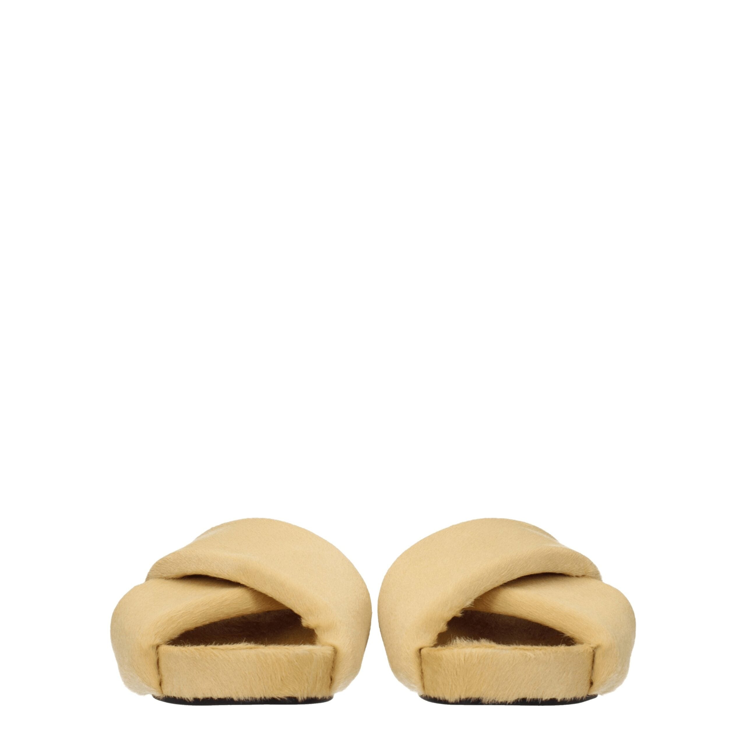 Jil Sander Beigefarbene Hausschuhe aus Rosshaar