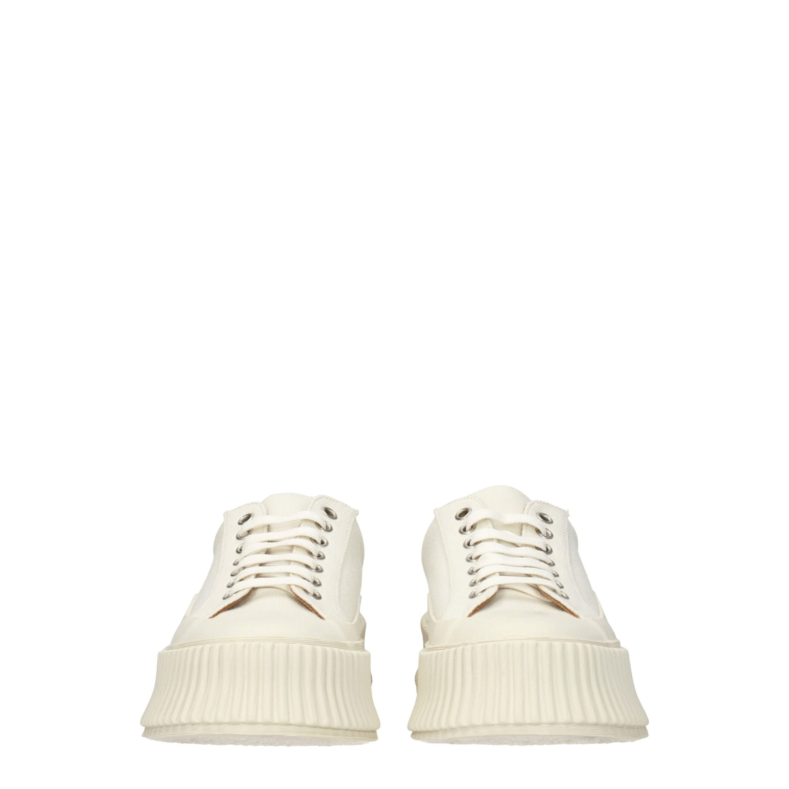 Jil Sander Weiße Stoff-Plateau-Sneaker