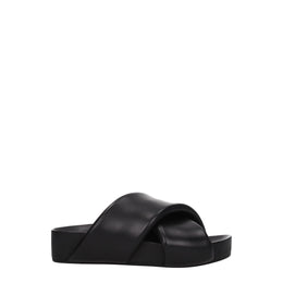 Jil Sander Schwarze Leder-Slipper
